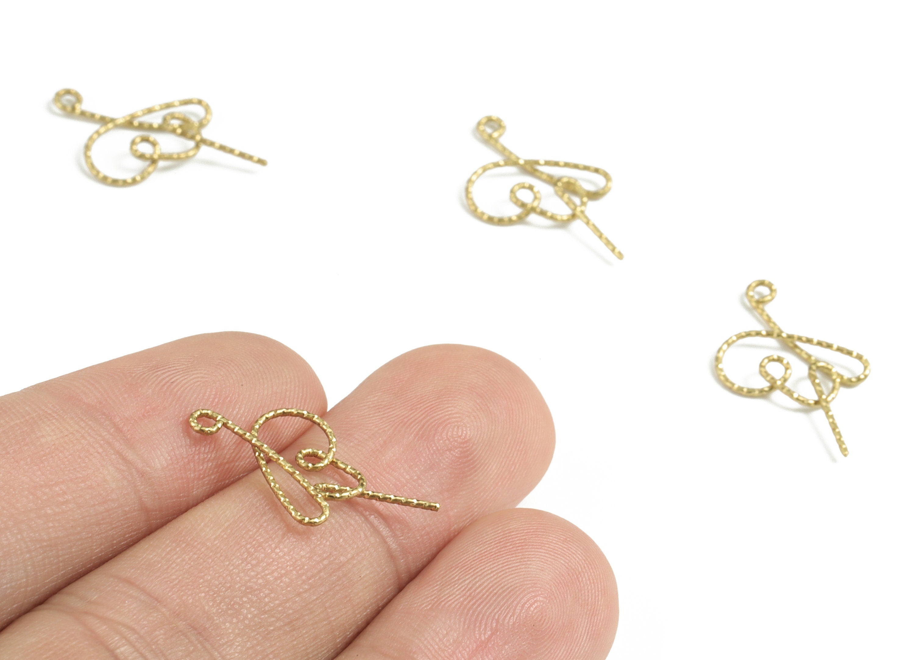 Brass B Letter Pendant - Raw Brass Wave Letter B Charms - Brass Wire - Jewelry Making Supplies - 21.74x11.2x0.69mm - PP3639B - DOMEDBAZAAR