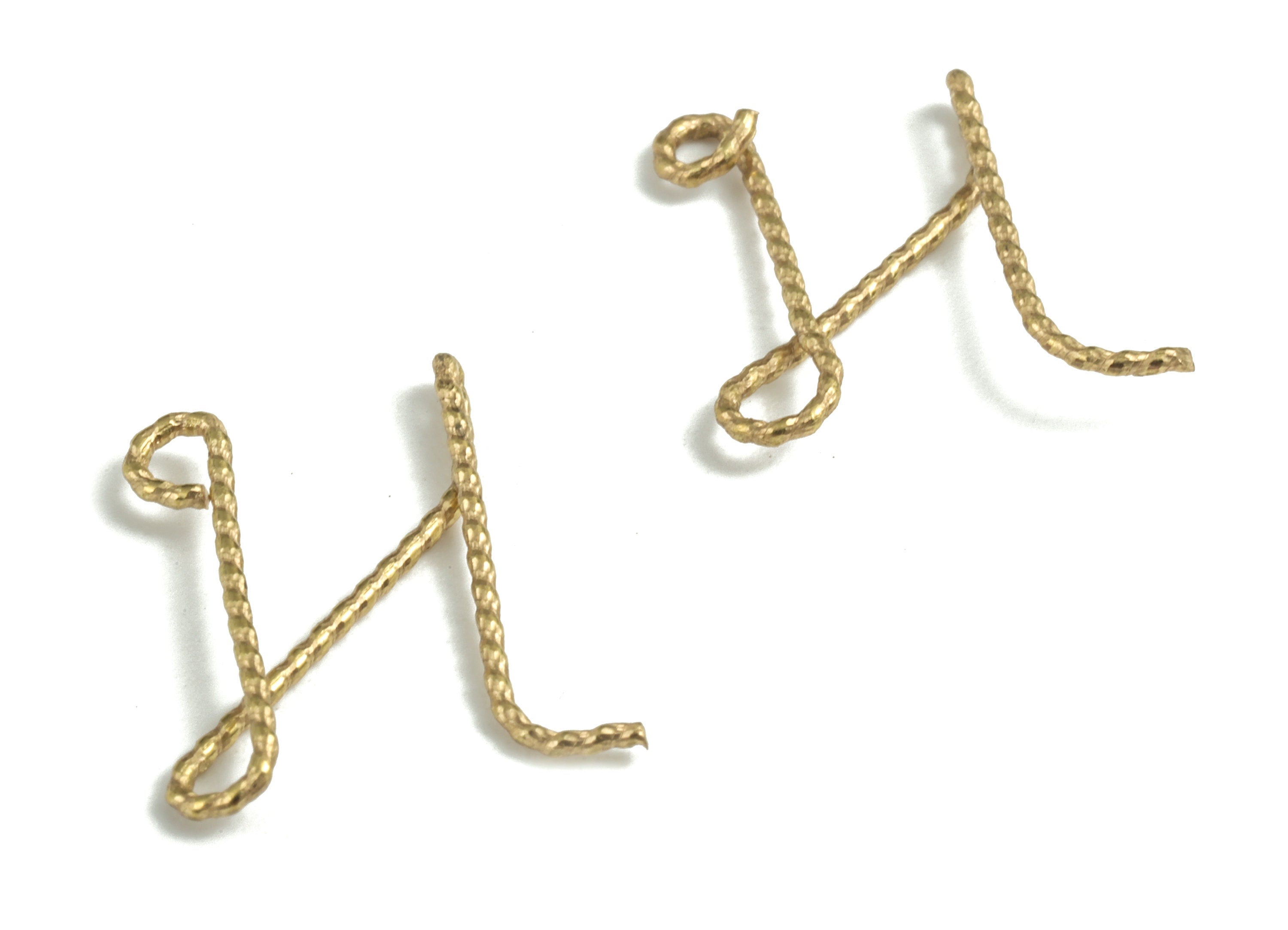 Brass H Letter Pendant - Raw Brass Wave Letter H Charms - Brass Wire - Jewelry Making Supplies - 13.25x13.2x0.58mm - PP3639H - DOMEDBAZAAR
