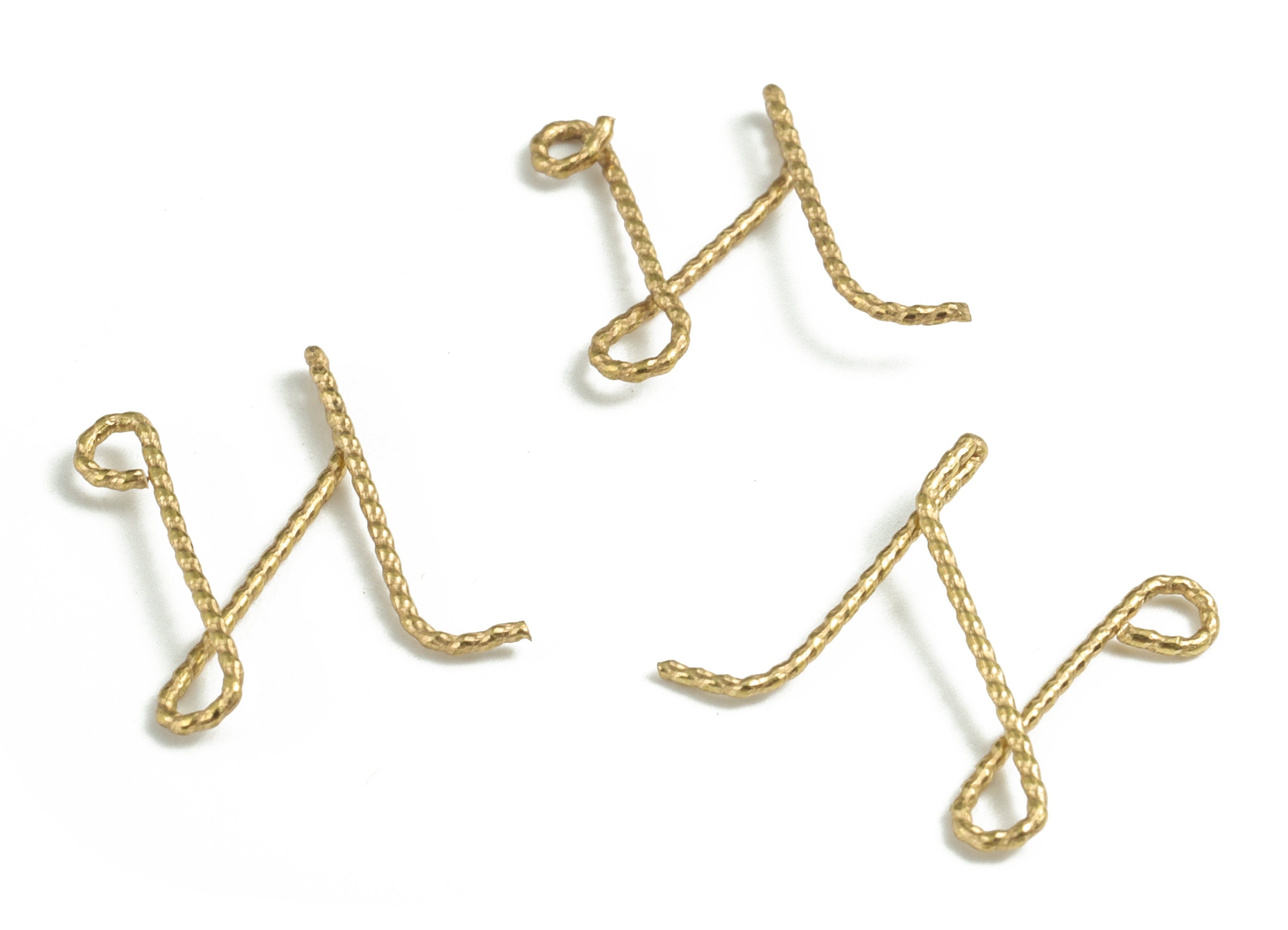 Brass H Letter Pendant - Raw Brass Wave Letter H Charms - Brass Wire - Jewelry Making Supplies - 13.25x13.2x0.58mm - PP3639H - DOMEDBAZAAR