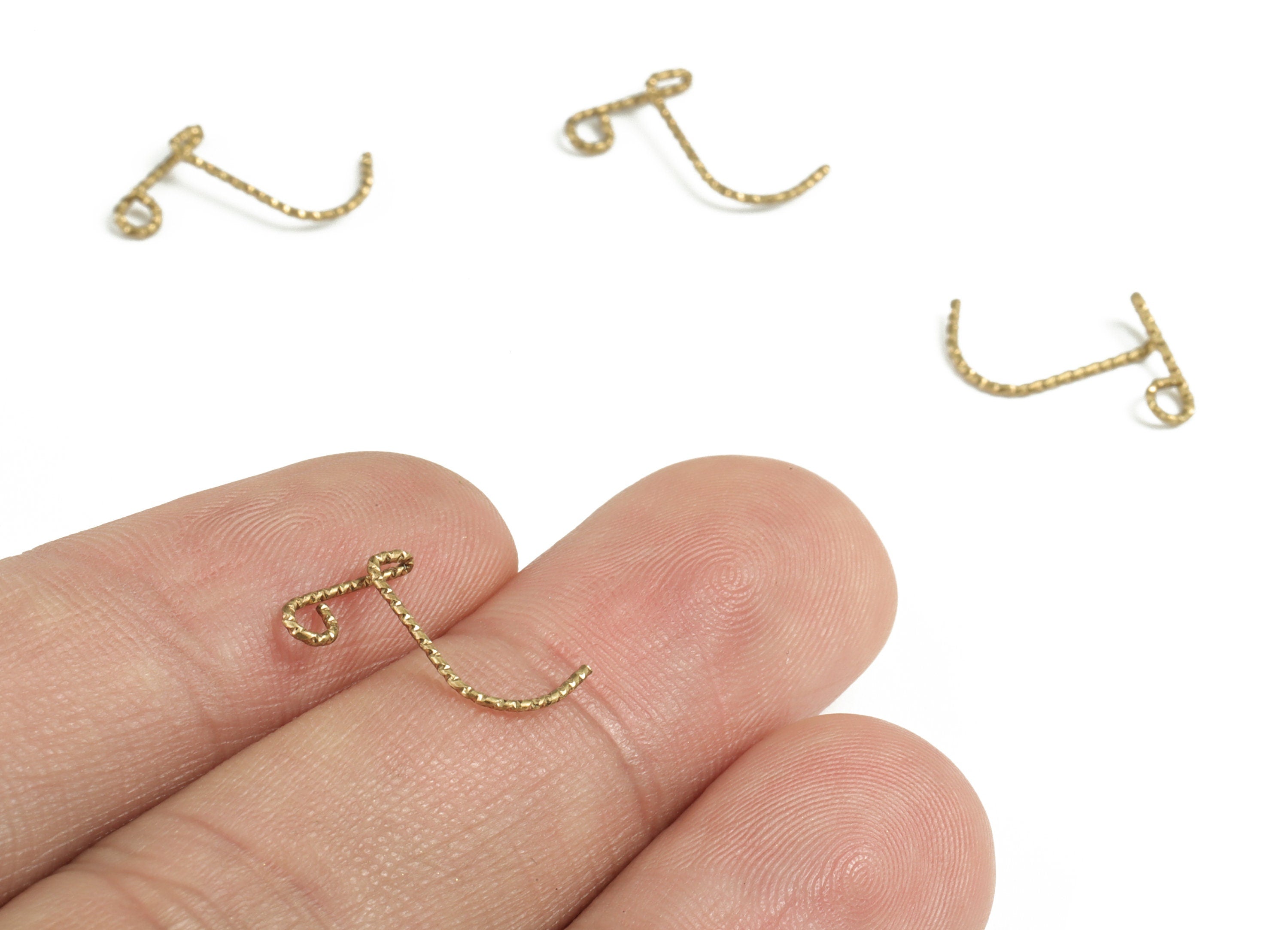 Brass T Letter Pendant - Raw Brass Wave Letter T Charms - Brass Wire - Jewelry Making Supplies - 12.37x9.17x0.6mm - PP3639T - DOMEDBAZAAR