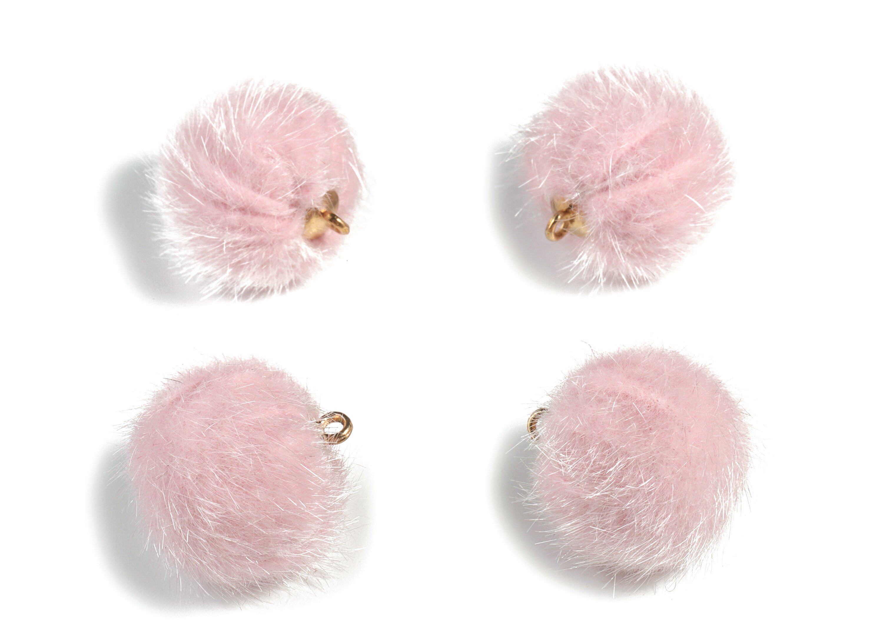 Pom Pom Earring Charms - Fur Ball Pendant - Aluminum Fabric Alloy - Earring Findings - Jewelry Accessories - 20mm x 19mm - TT1012B - DOMEDBAZAAR