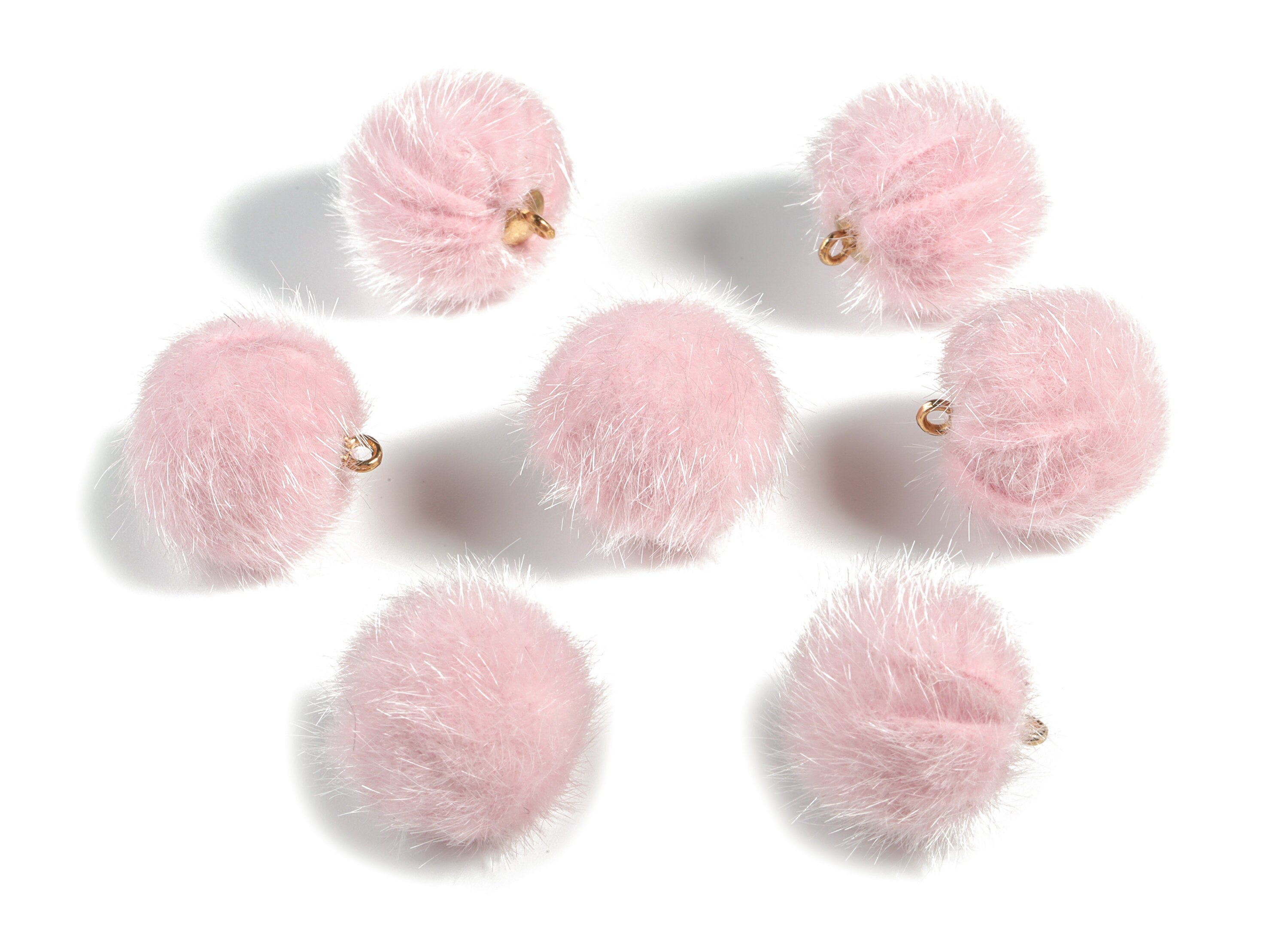 Pom Pom Earring Charms - Fur Ball Pendant - Aluminum Fabric Alloy - Earring Findings - Jewelry Accessories - 20mm x 19mm - TT1012B - DOMEDBAZAAR