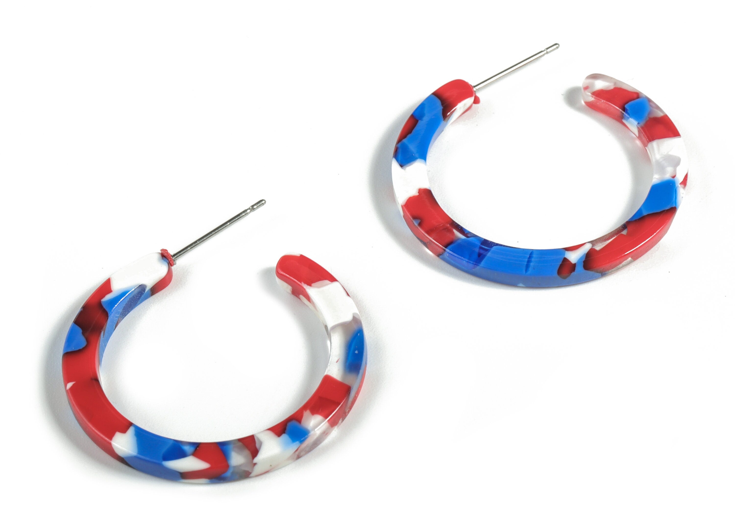 Open Hoop Earrings Stud - 1.2 inch Hoop Earring - Mix Round Earring Post - Color Code: A73 - 31.4x30.7x2.5mm - AC1829-A73 - DOMEDBAZAAR