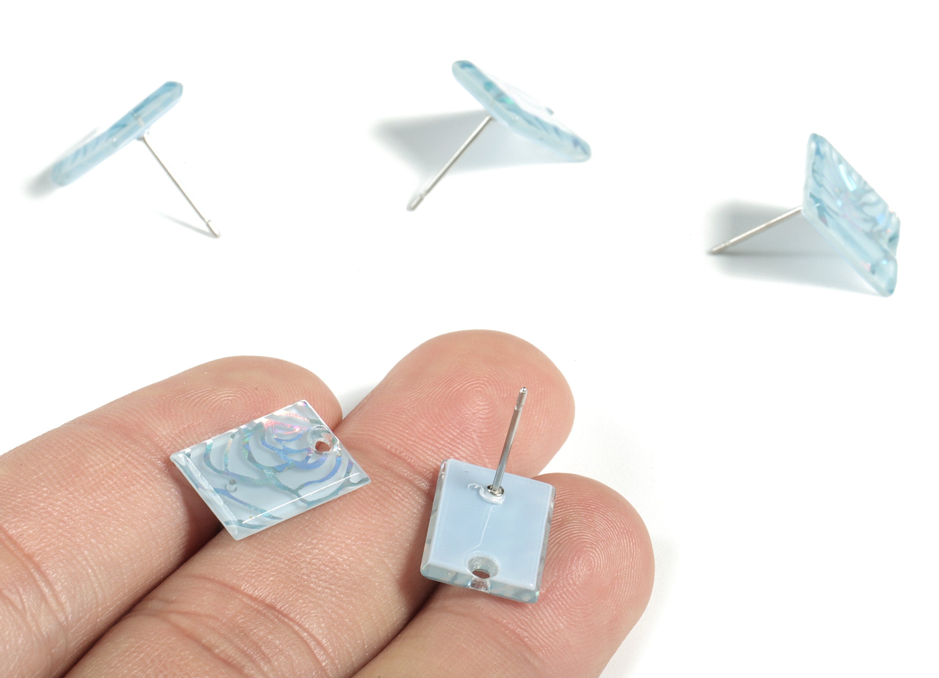 Acrylic Rectangle Earring Stud - Rectangle Earring Post - Surgical Stud - Jewelry Supplies - Color Code: A555 - 15.59x12x2.6mm - AC1663-A555 - DOMEDBAZAAR