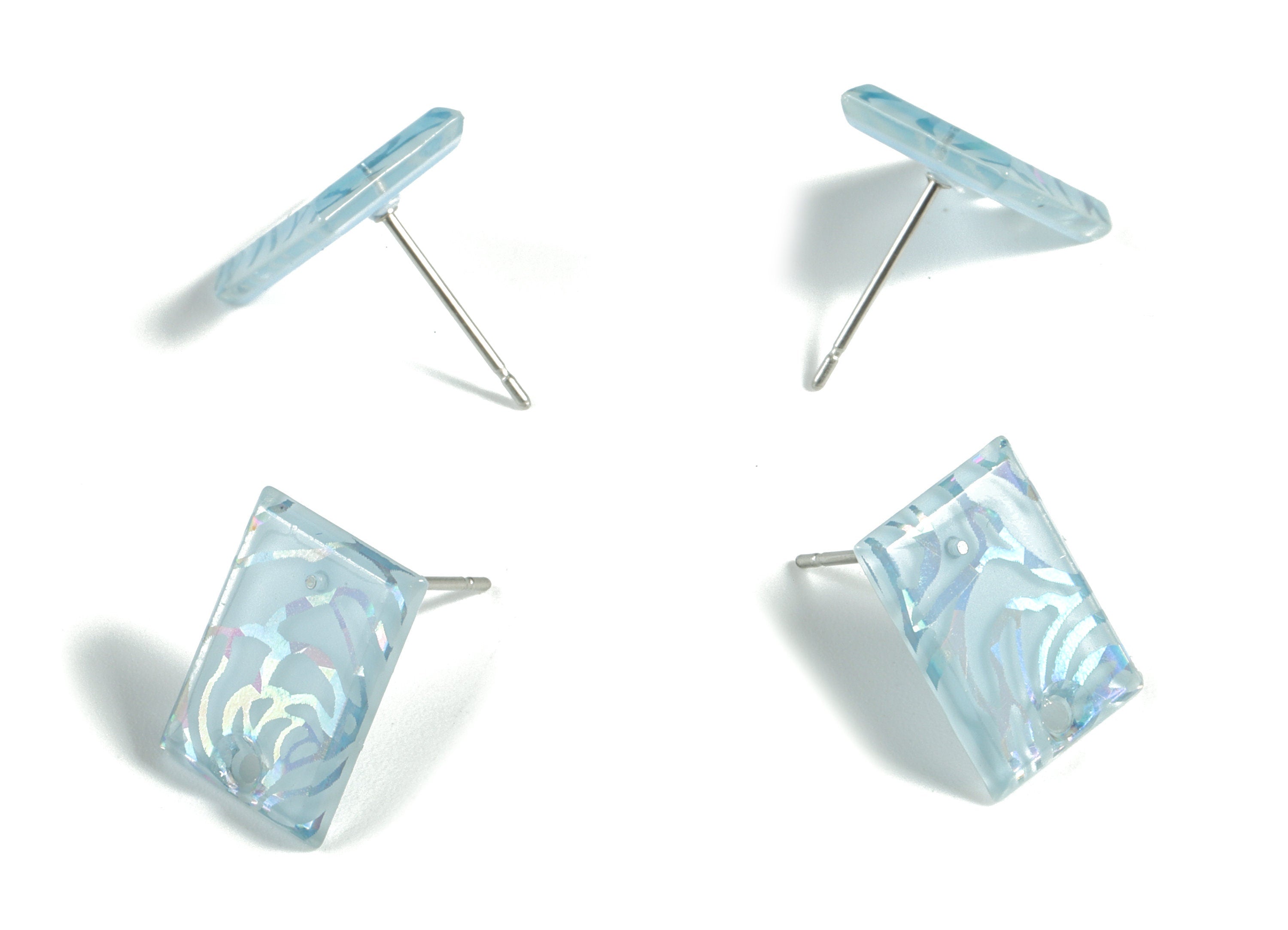 Acrylic Rectangle Earring Stud - Rectangle Earring Post - Surgical Stud - Jewelry Supplies - Color Code: A555 - 15.59x12x2.6mm - AC1663-A555 - DOMEDBAZAAR