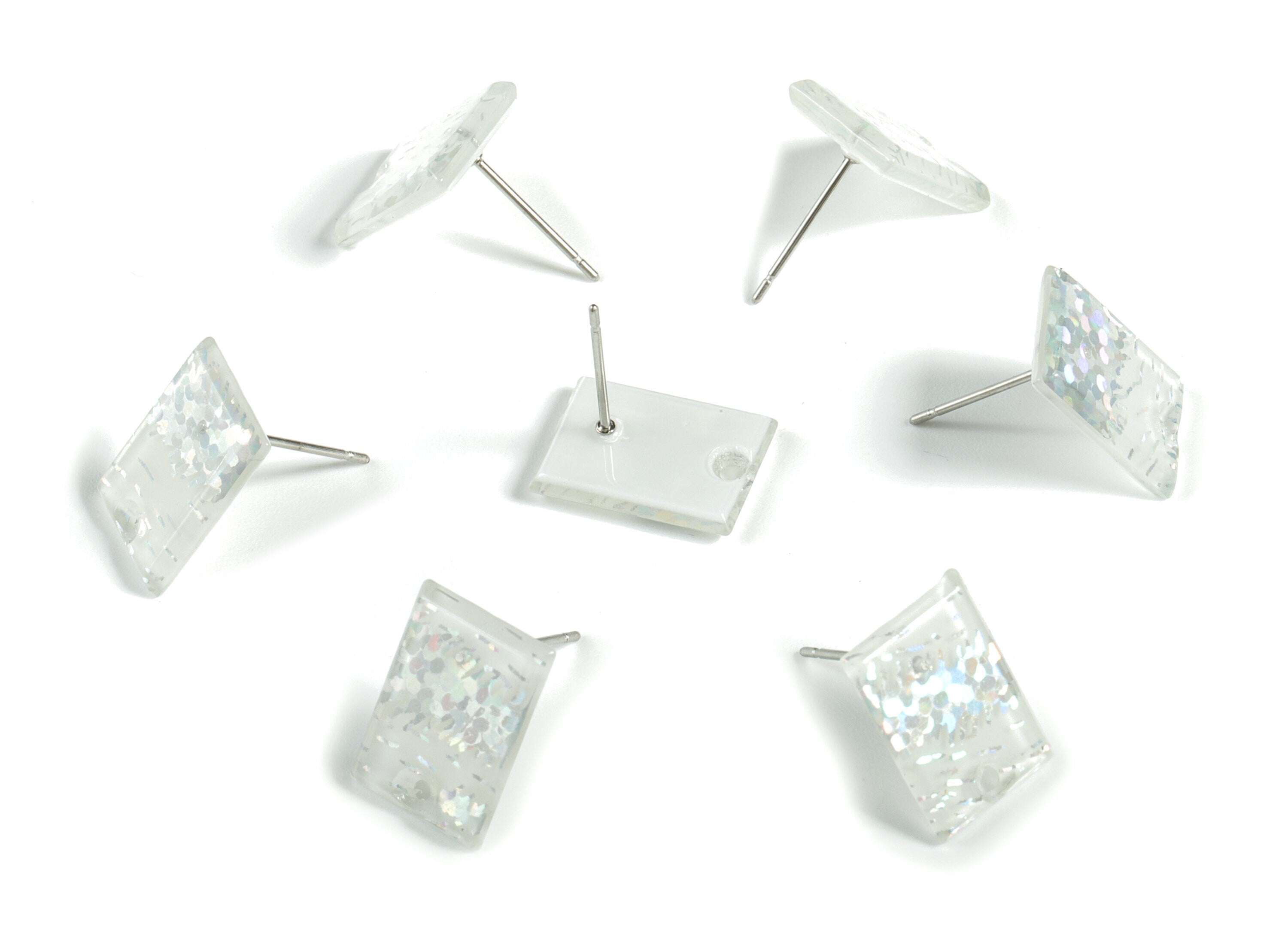 Acrylic Rectangle Earring Stud - Rectangle Earring Post - Surgical Stud - Jewelry Supplies - Color Code: A556 - 15.59x12x2.6mm - AC1663-A556 - DOMEDBAZAAR