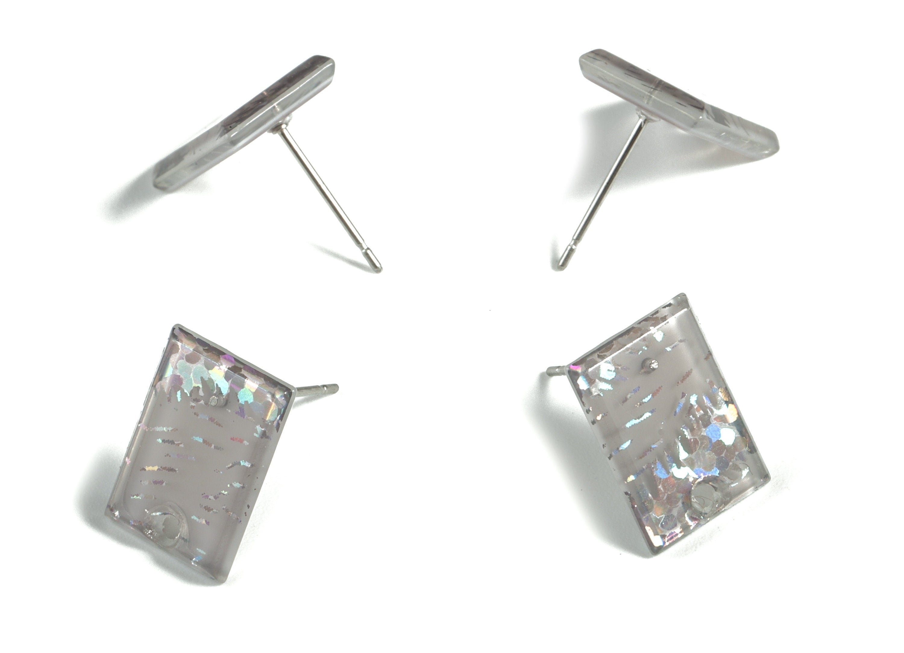Acrylic Rectangle Earring Stud - Rectangle Earring Post - Surgical Stud - Jewelry Supplies - Color Code: A557 - 15.59x12x2.6mm - AC1663-A557 - DOMEDBAZAAR