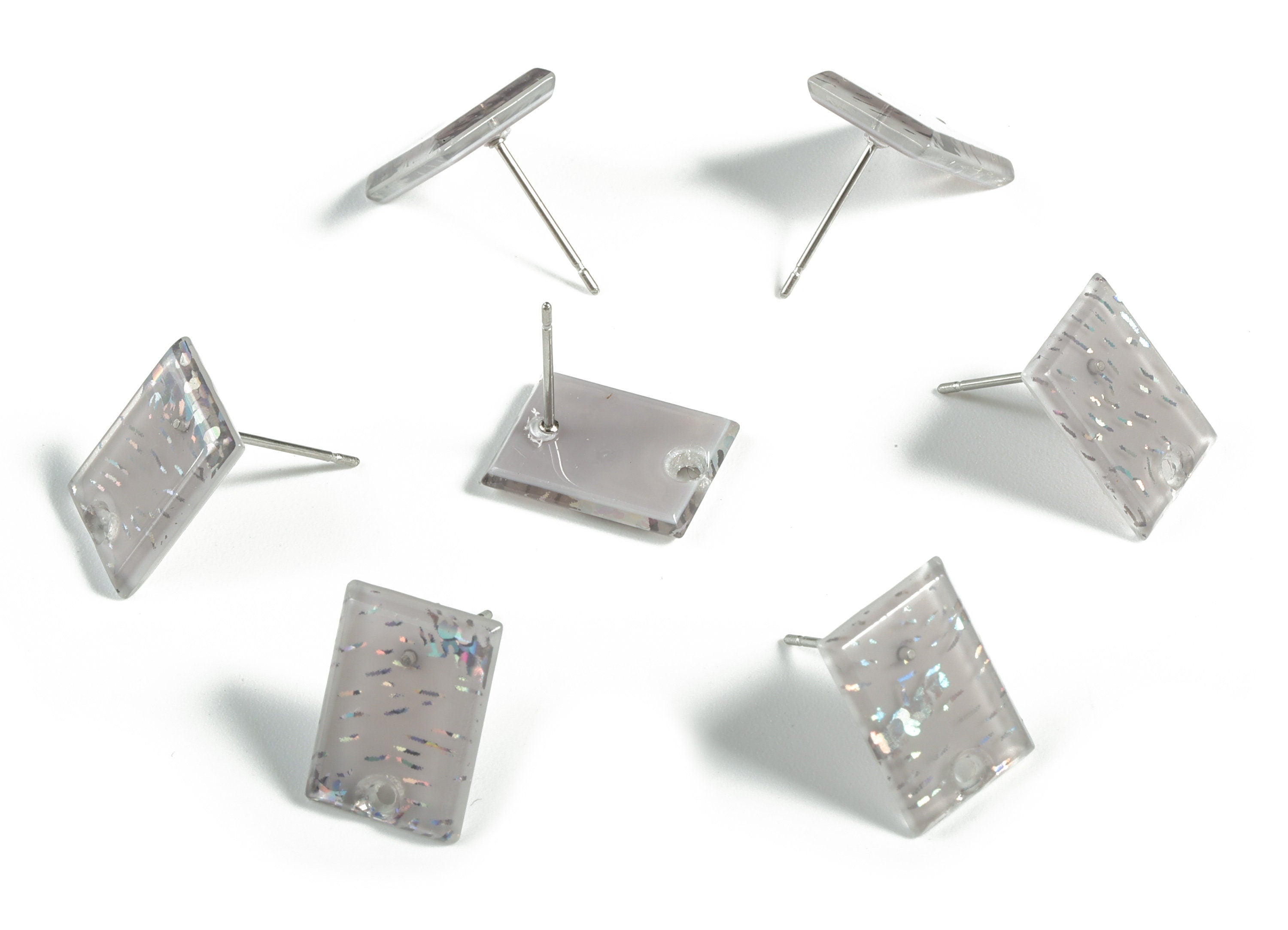 Acrylic Rectangle Earring Stud - Rectangle Earring Post - Surgical Stud - Jewelry Supplies - Color Code: A557 - 15.59x12x2.6mm - AC1663-A557 - DOMEDBAZAAR