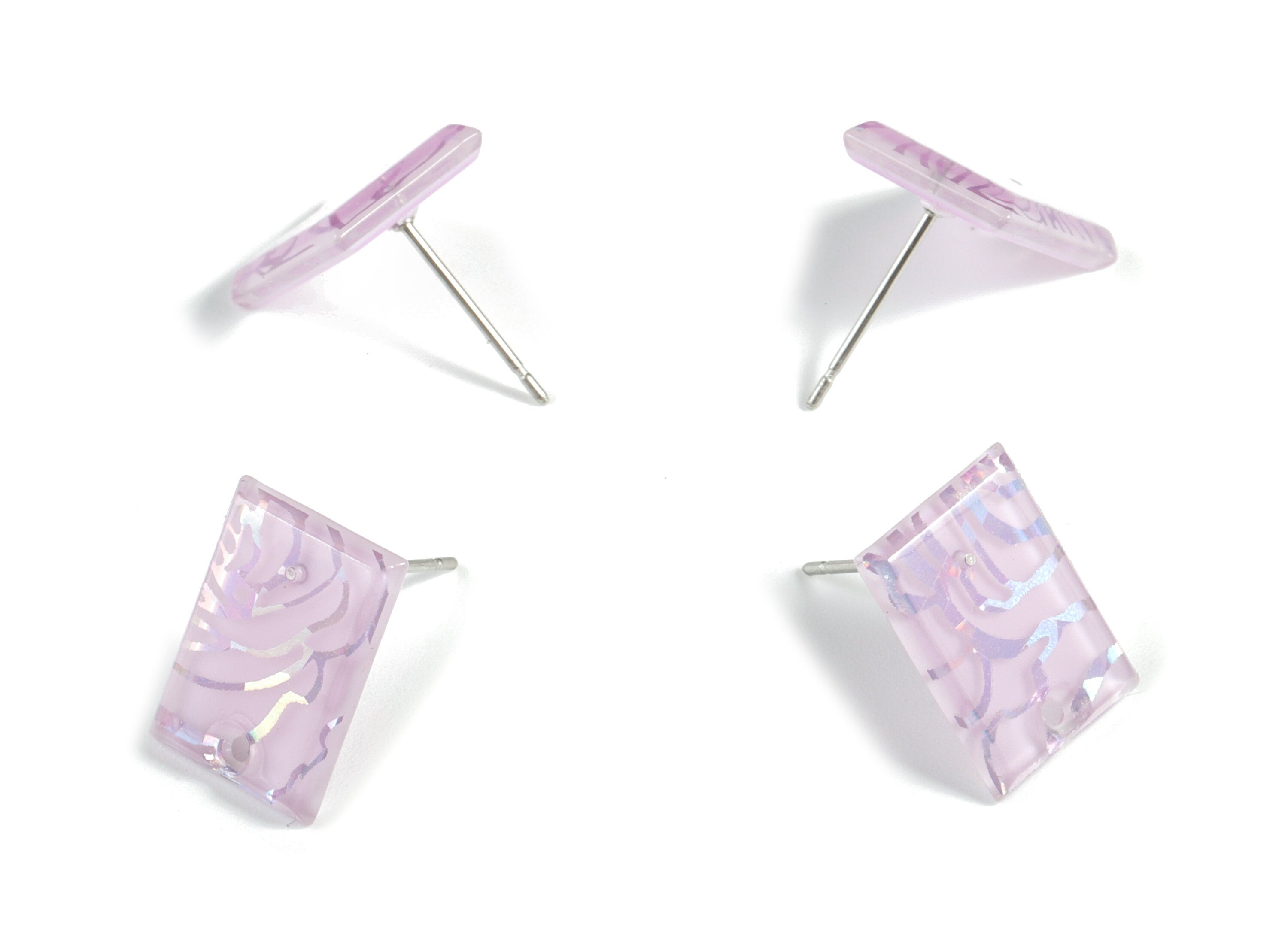 Acrylic Rectangle Earring Stud - Rectangle Earring Post - Surgical Stud - Jewelry Supplies - Color Code: A558 - 15.59x12x2.6mm - AC1663-A558 - DOMEDBAZAAR