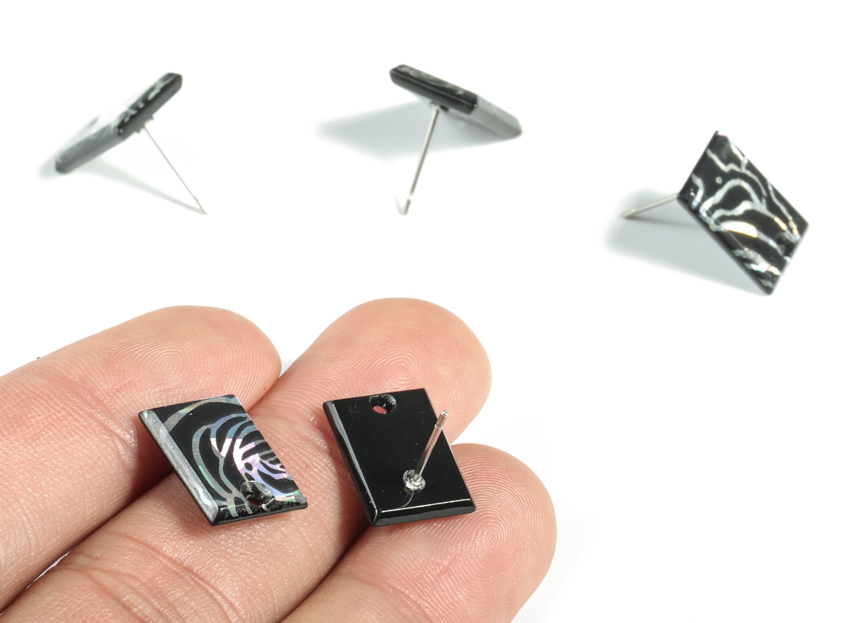 Acrylic Rectangle Earring Stud - Rectangle Earring Post - Surgical Stud - Jewelry Supplies - Color Code: A559 - 15.59x12x2.6mm - AC1663-A559 - DOMEDBAZAAR