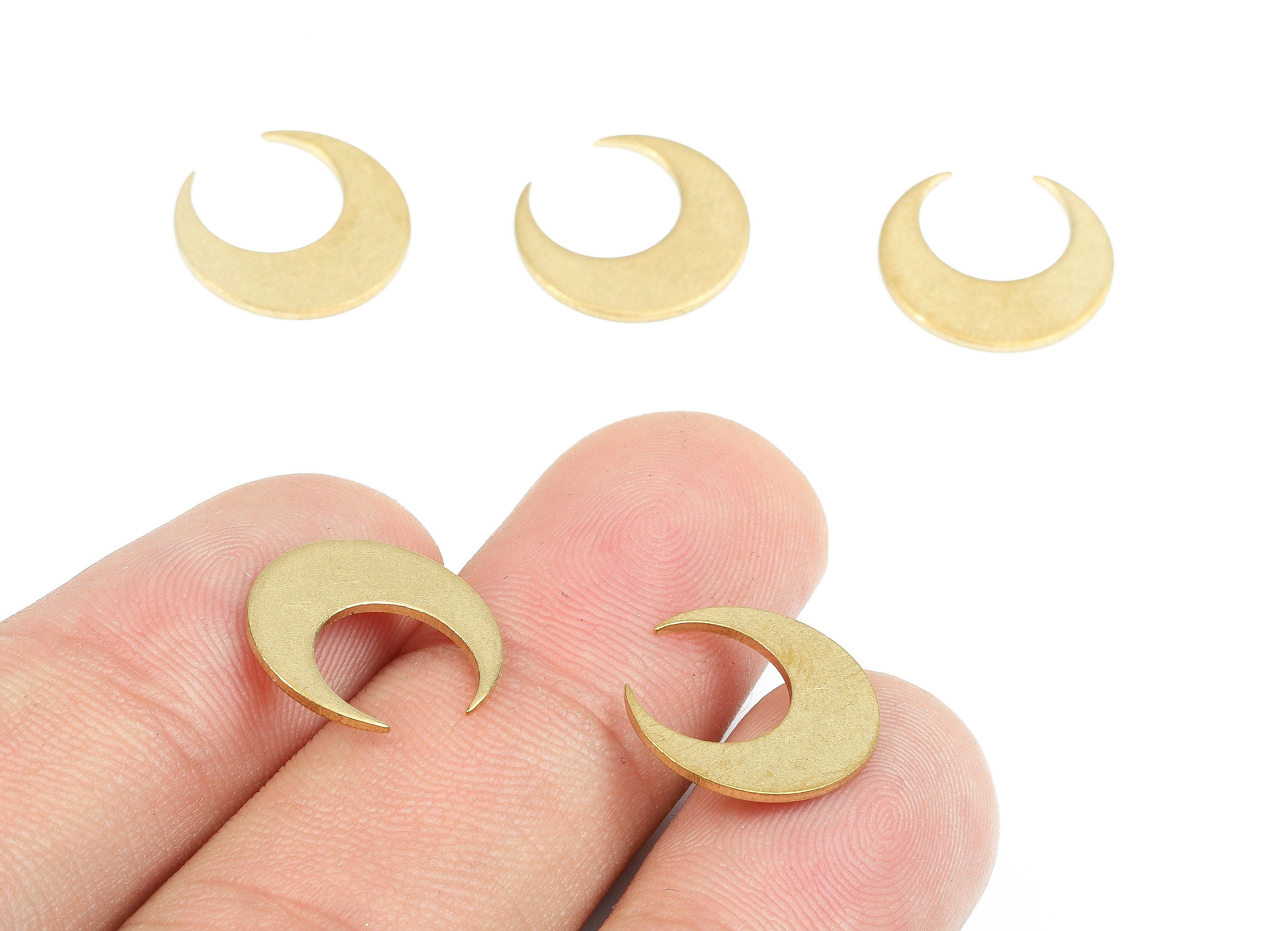 Brass Moon Blank - Raw Brass Moon Blank - Brass Moon Tag - Brass Stamping Tag - Brass Blank Findings - 14.02x5.01x1.02mm - PP2688 - DOMEDBAZAAR