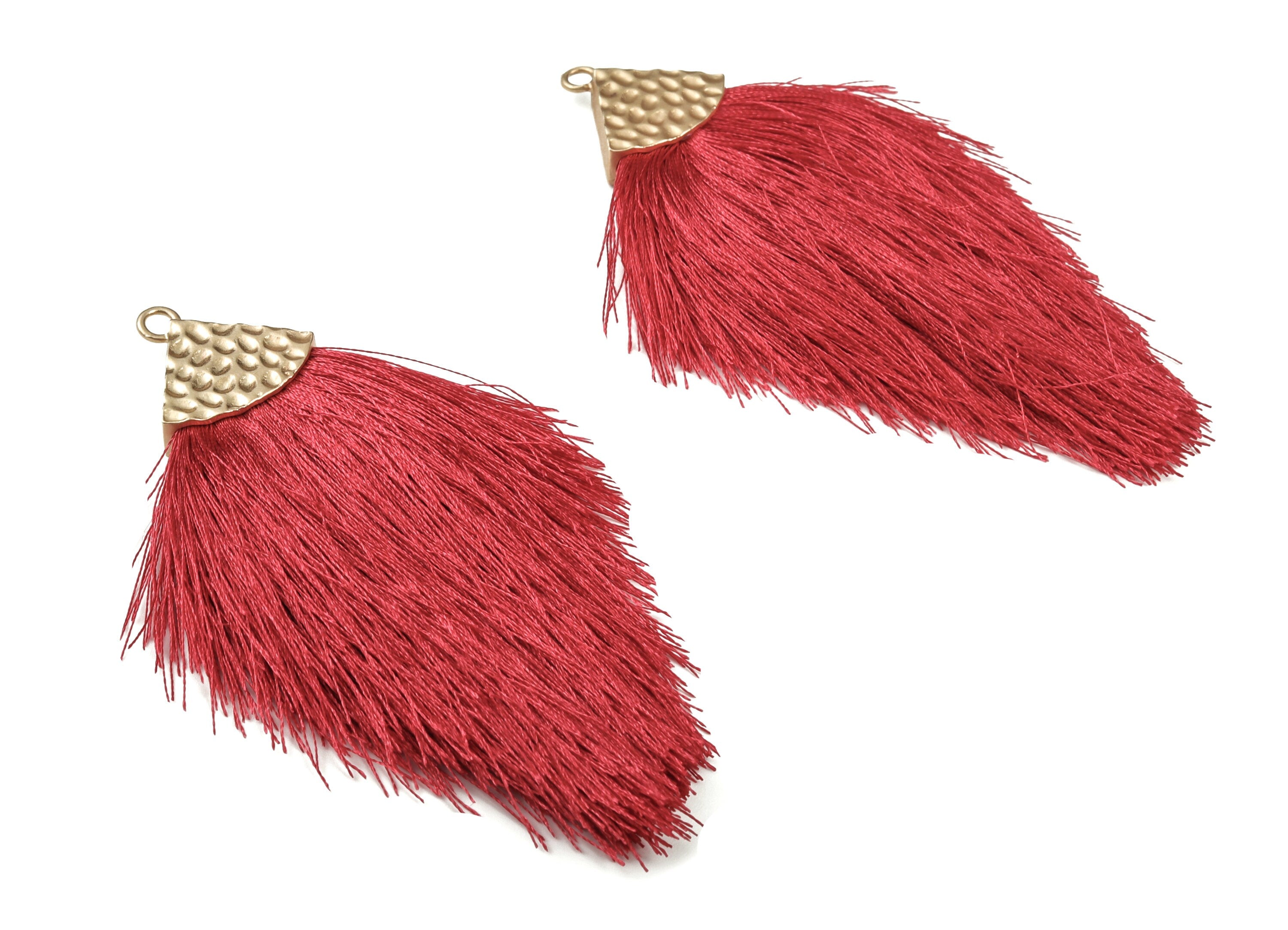 Tassel Earring Charms - Tassel Earring Charm - Puffy Tassel With Alloy Cap - Tassel Findings - Jewelry Supplies - 96.86x57.69mm - TS1126 - DOMEDBAZAAR