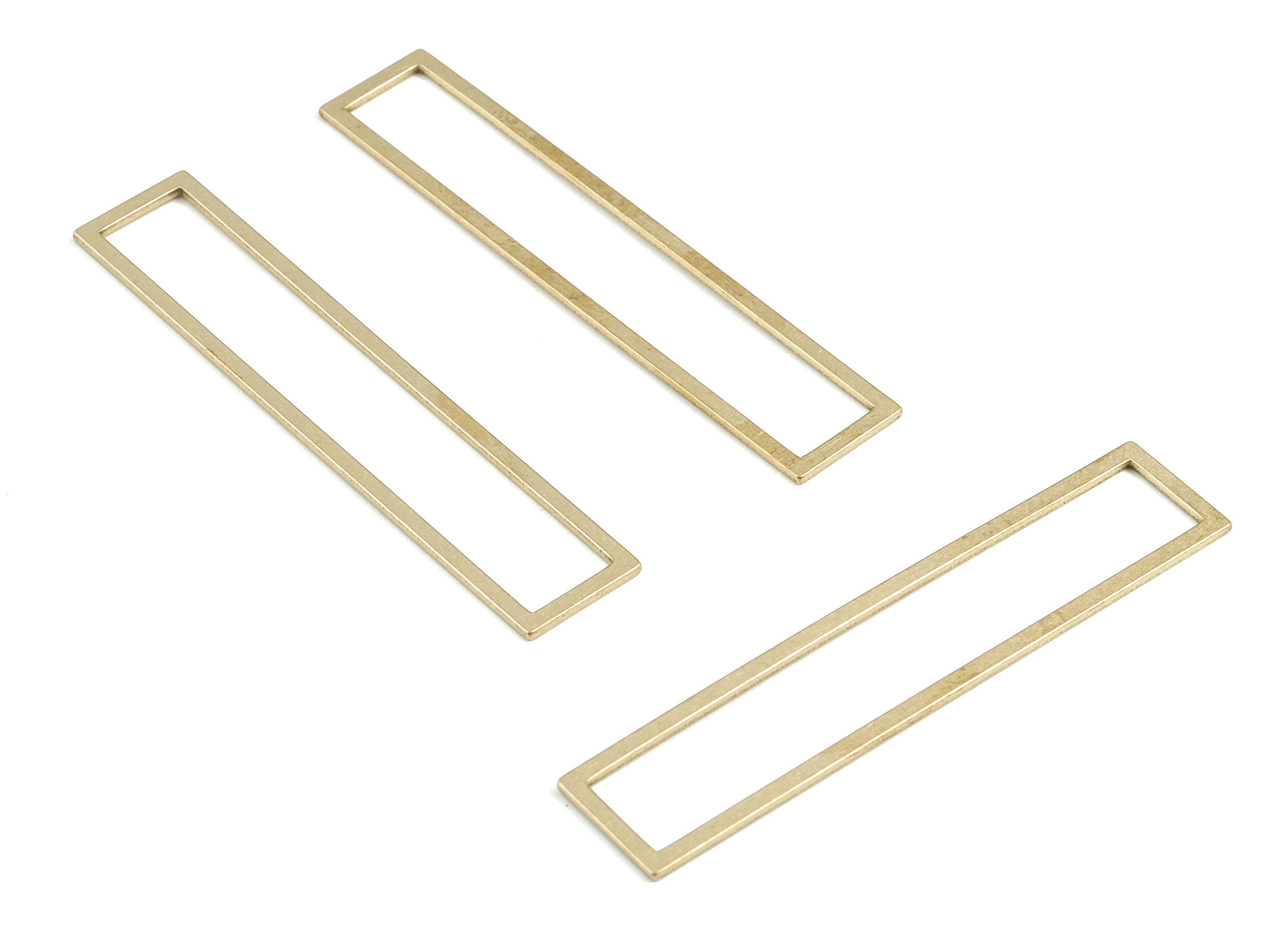 Brass Rectangle Earring Charms - Raw Brass Rectangle Pendant - Earring Findings - Jewelry Supplies - 59.28x11.91x0.95mm - PP3662 - DOMEDBAZAAR
