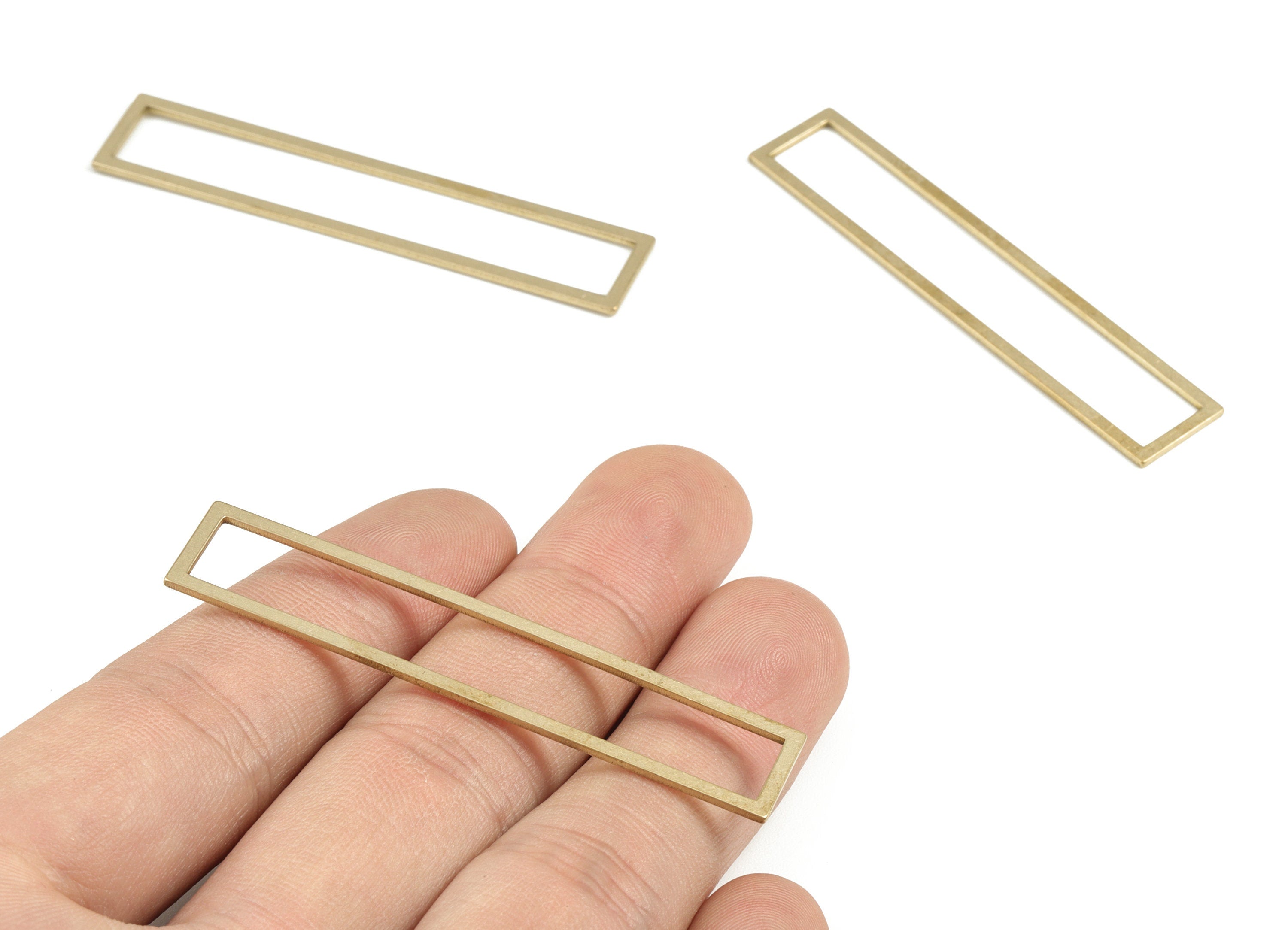 Brass Rectangle Earring Charms - Raw Brass Rectangle Pendant - Earring Findings - Jewelry Supplies - 59.28x11.91x0.95mm - PP3662 - DOMEDBAZAAR