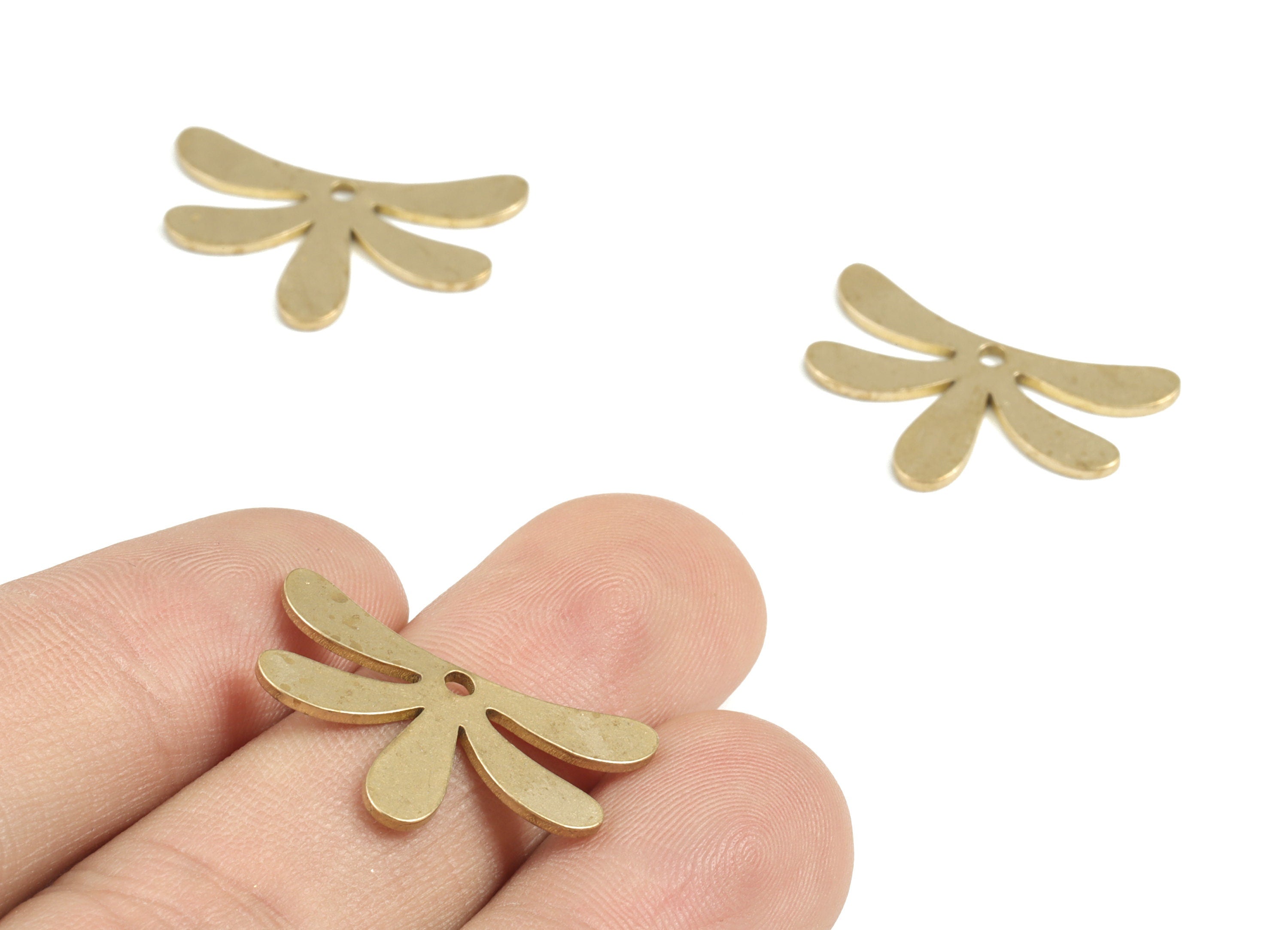 Brass Petal Earring Charms - Raw Brass Petal Pendant - Earring Findings - Jewelry Supplies - 24.27x16.3x0.92mm - PP3704 - DOMEDBAZAAR