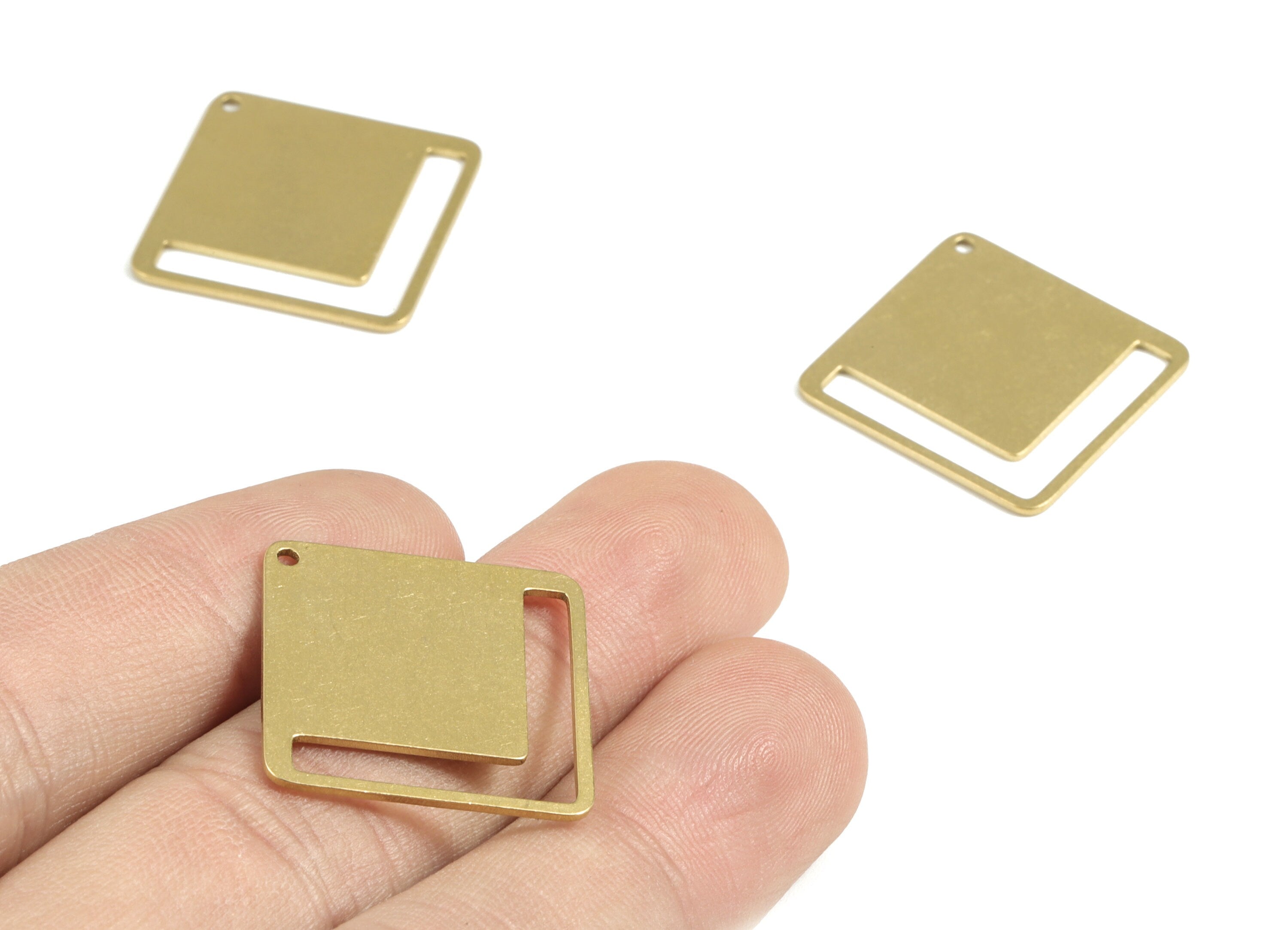 Personalized stamping blank - Brass Square Earring Connector - Raw Brass Square Charms and Pendant - 22x22x0.76mm - PPM3071 - DOMEDBAZAAR