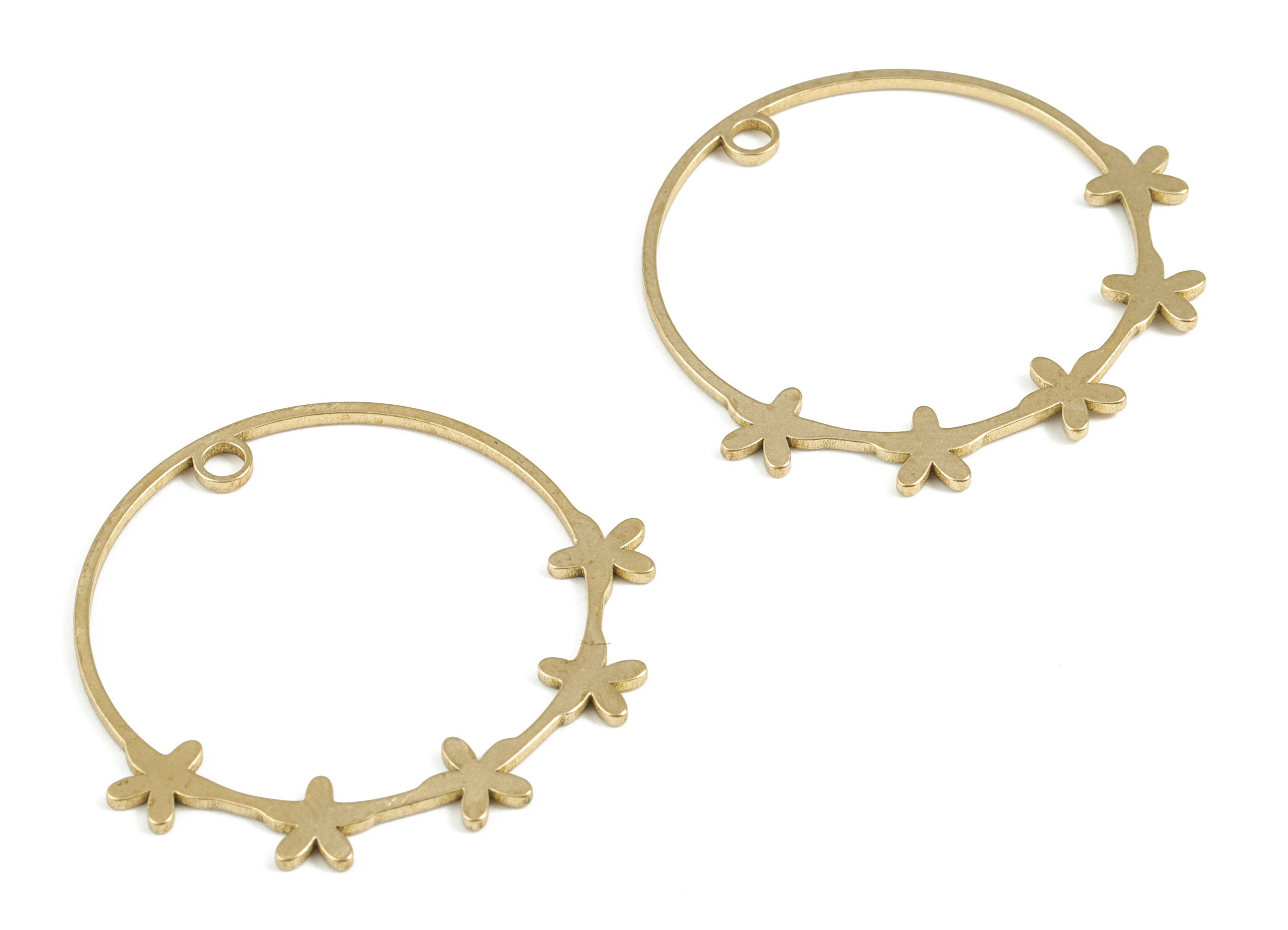 Brass Circle Earring Charms - Raw Brass Circle Star Pendant - Earring Findings - Jewelry Making Supplies - 35.45x32.6x0.92mm - PP3710 - DOMEDBAZAAR