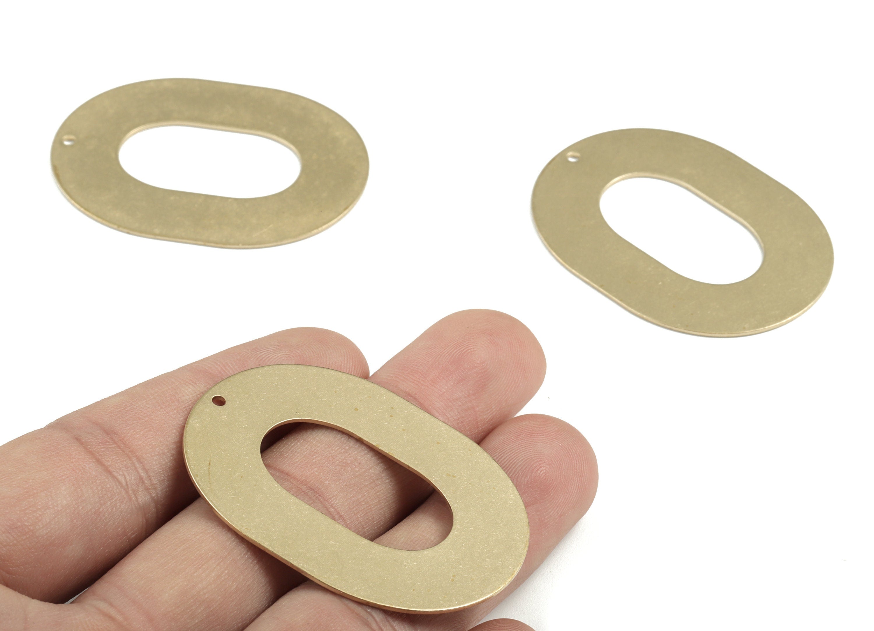 Personalized stamping blank - Brass Oval Earring Charms - Raw Brass Oval Pendant - Hollow Oval Charm - 46.8x34.48x0.77mm - PP3679 - DOMEDBAZAAR