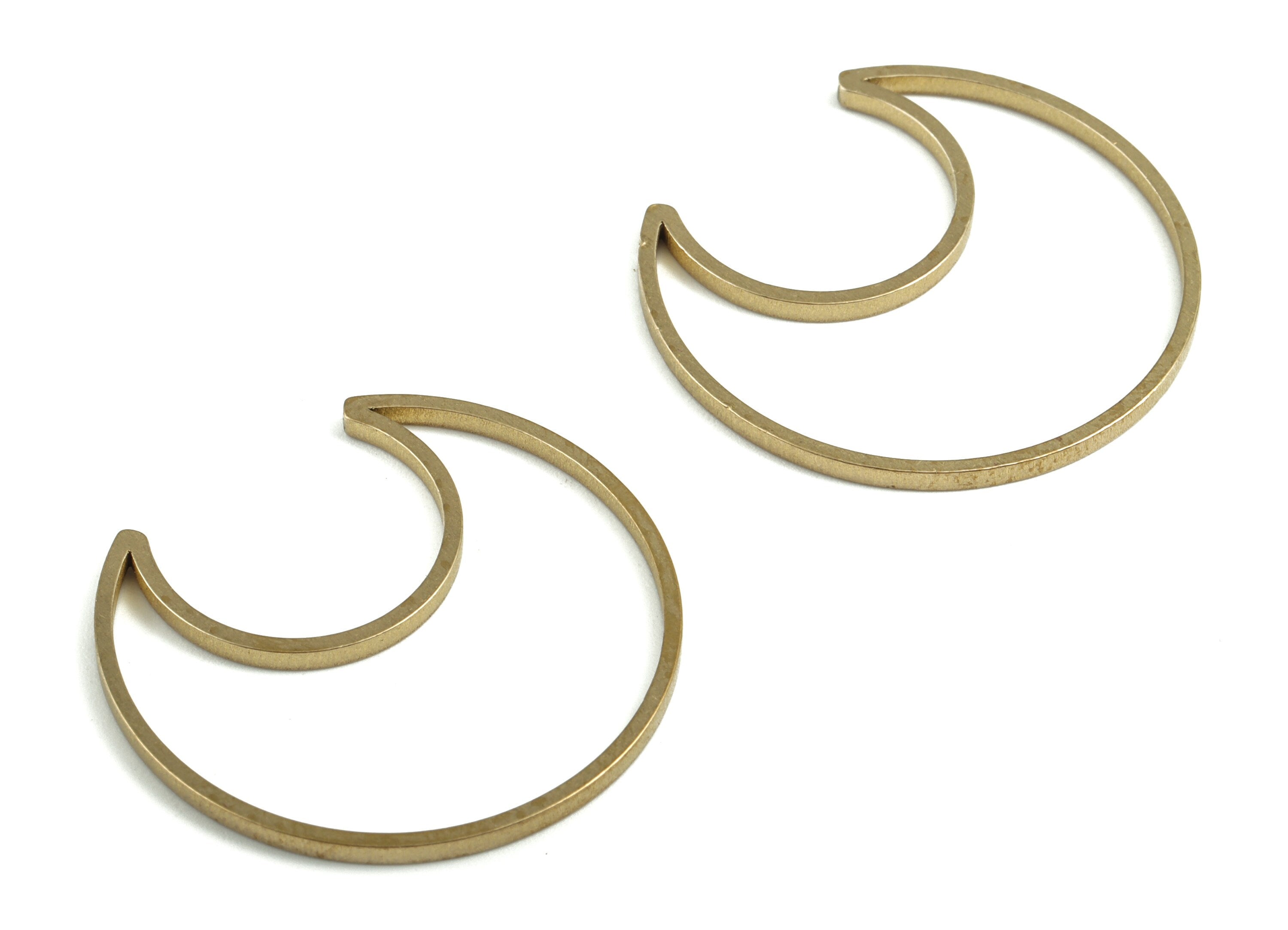 Brass Hollow Crescent Moon Pendant Charm – Raw Brass Geometric Moon Earring – Earring Finding – Jewelry Crafts - 35.98x33.67x1.72mm - PP3754 - DOMEDBAZAAR