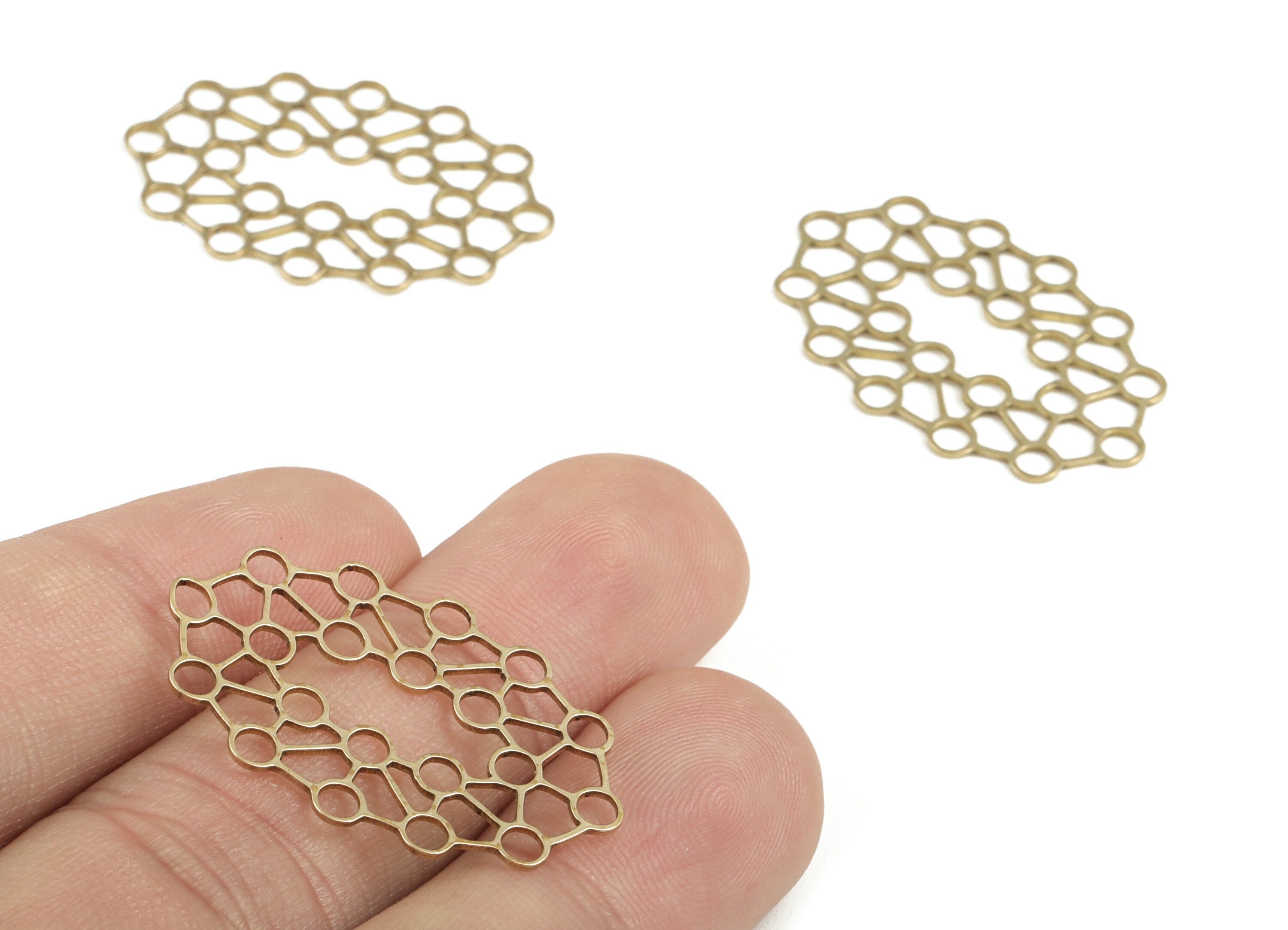 Brass Geometry Earring Charms - Raw Brass Geometry Pendant - Earring Findings - DIY Jewelry Supplies - 31.02x20.86x0.62mm - PP3758 - DOMEDBAZAAR