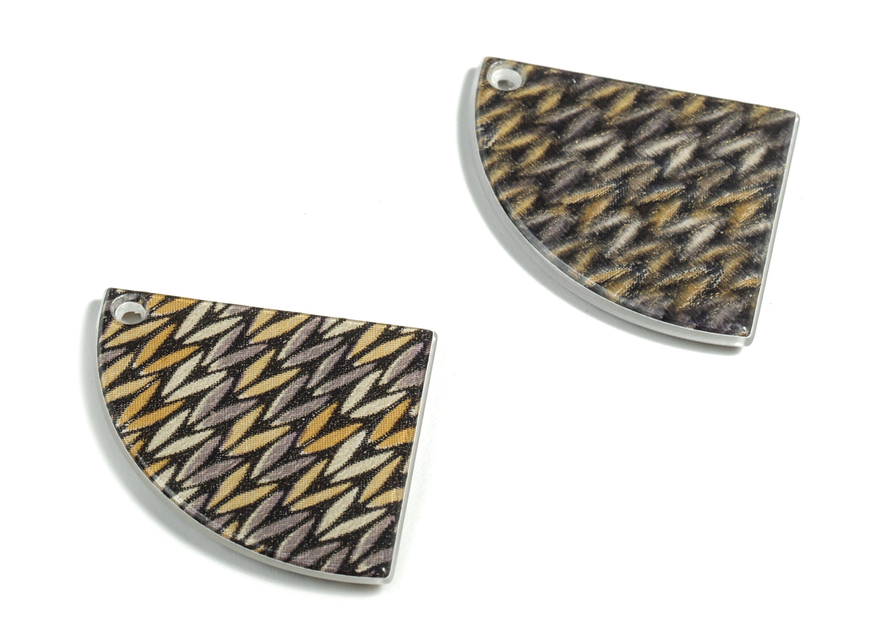 Acrylic Pizza Earring Charms - Pizza Pendant - Earring Finding - Jewelry Supplies - Color Code:A525 - 31.31x22.79x2.2mm - AC2191-A525 - DOMEDBAZAAR