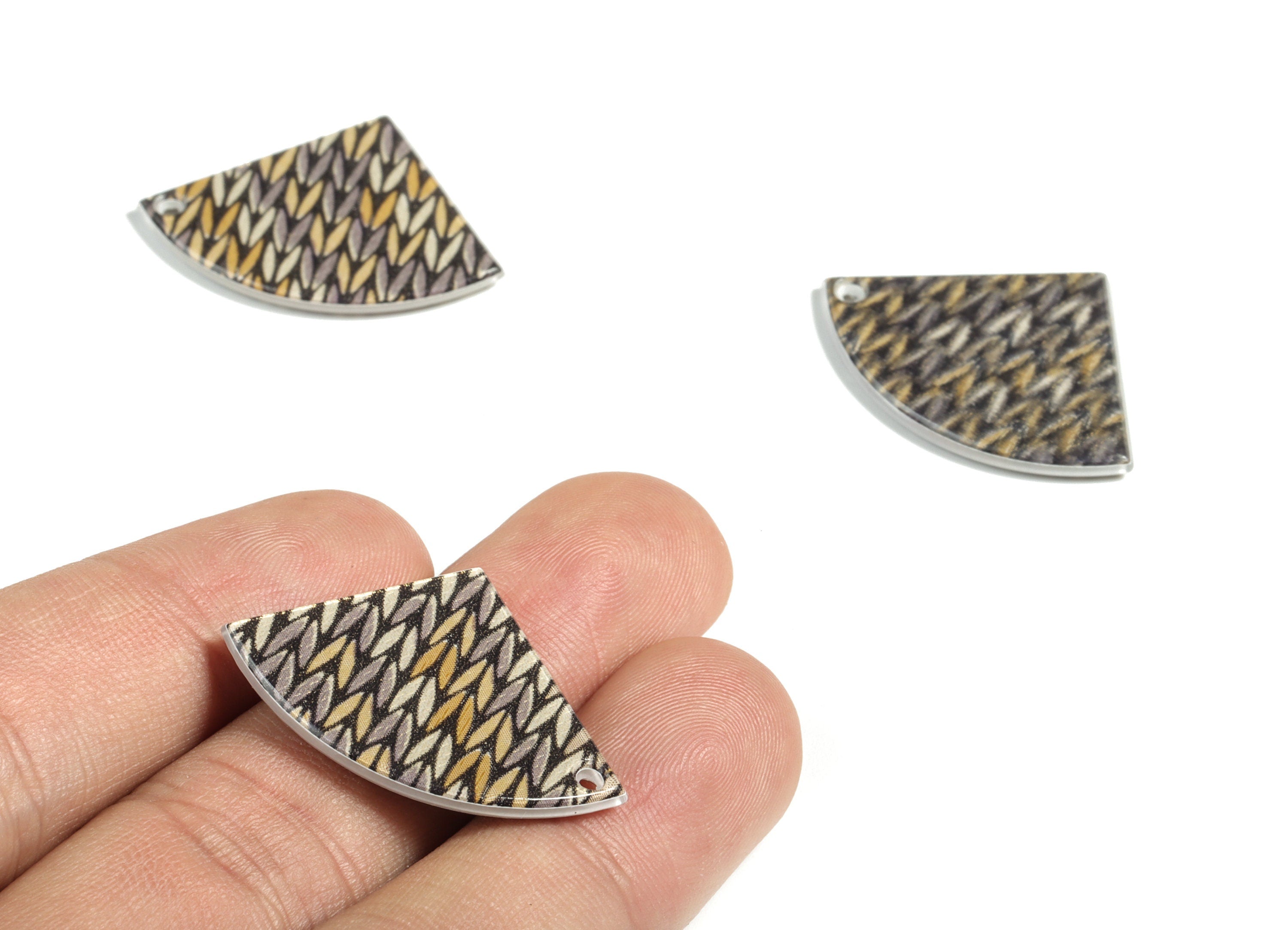 Acrylic Pizza Earring Charms - Pizza Pendant - Earring Finding - Jewelry Supplies - Color Code:A525 - 31.31x22.79x2.2mm - AC2191-A525 - DOMEDBAZAAR