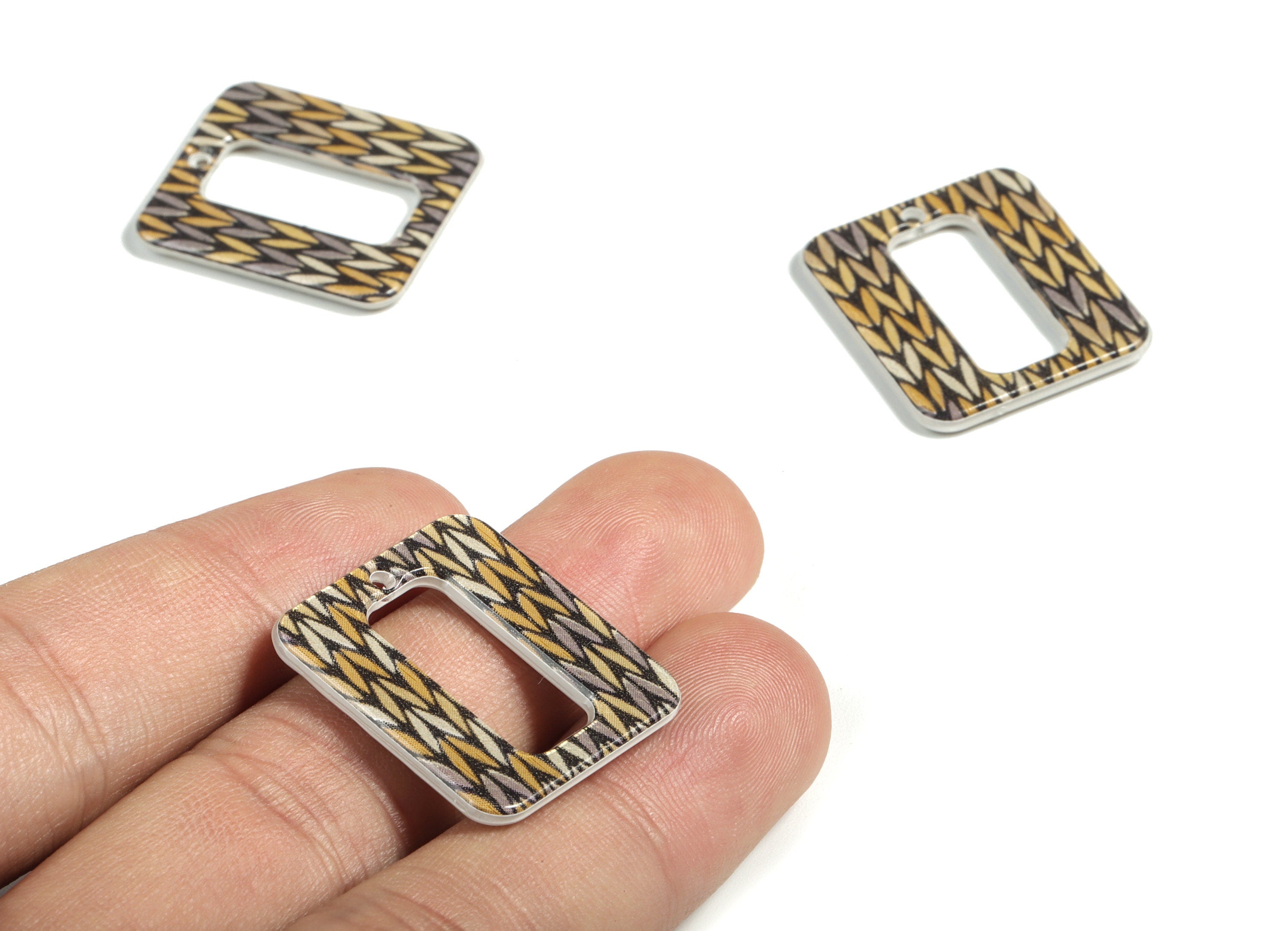 Acrylic Square Earring Charms - Rectangle Pendant - Earring Finding - Jewelry Supplies - Color Code:A525 - 25.35x22.42x2.19mm - AC2184-A525 - DOMEDBAZAAR