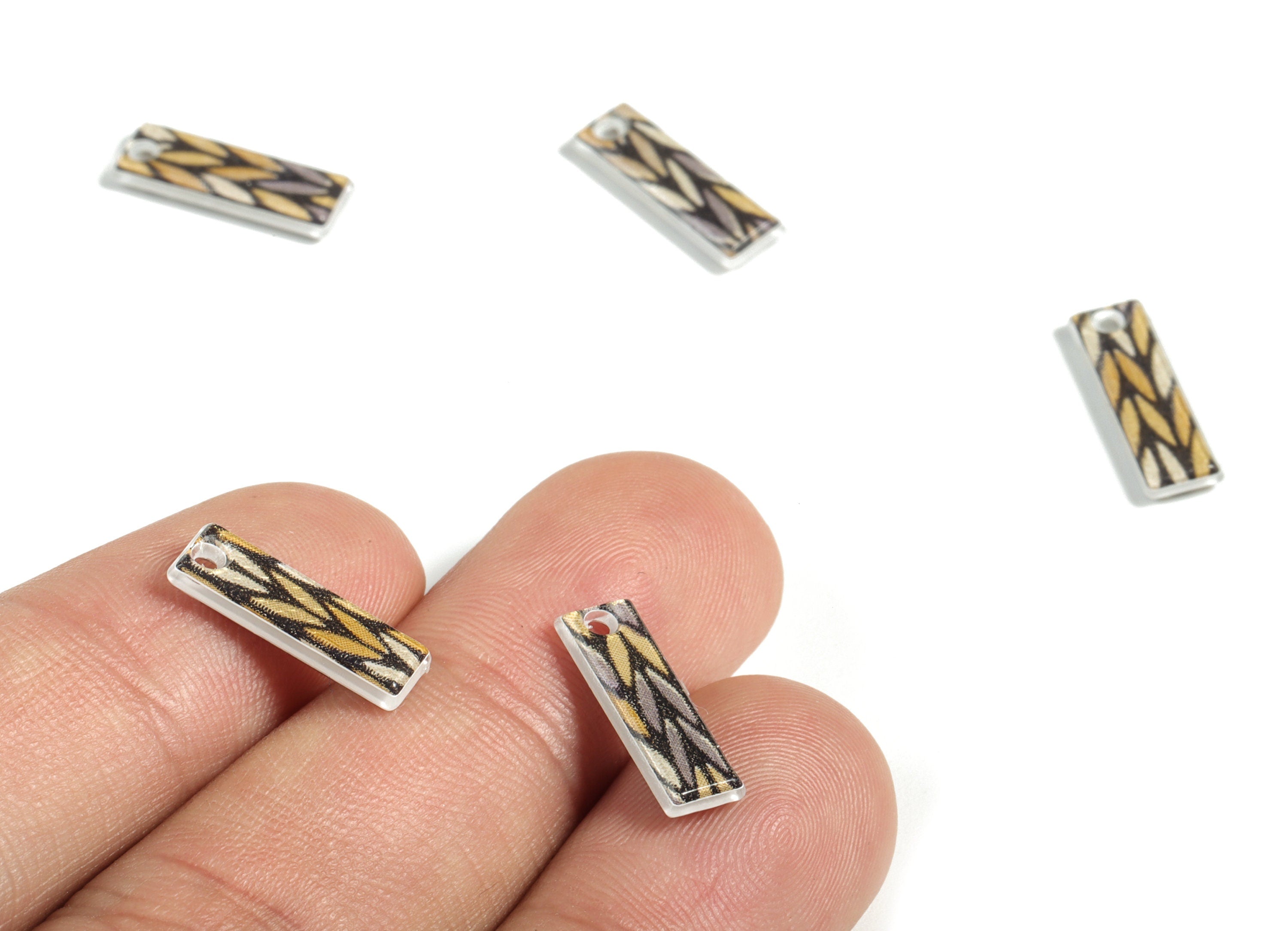 Acrylic Rectangle Earring Charms - Rectangle Pendant - Earring Finding - Jewelry Supplies - Color Code:A525 - 15.5x5.21x2.24mm - AC2188-A525 - DOMEDBAZAAR