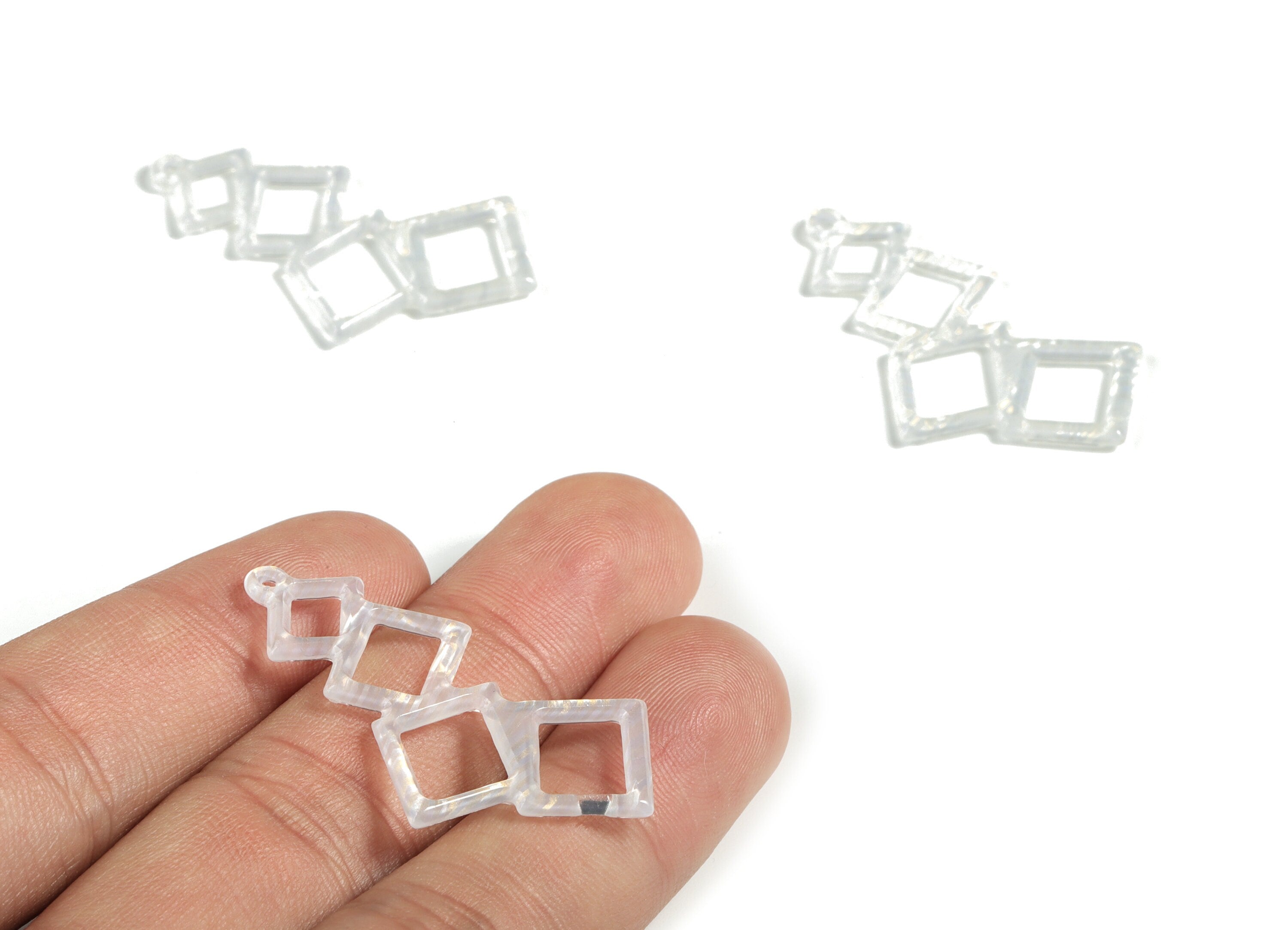 Acrylic Squares Earring Charms - Acrylic Squares Pendant - Jewelry Supplies - Color Code:A514 - 40.18x24.89x2.41mm - AC2197-A514 - DOMEDBAZAAR