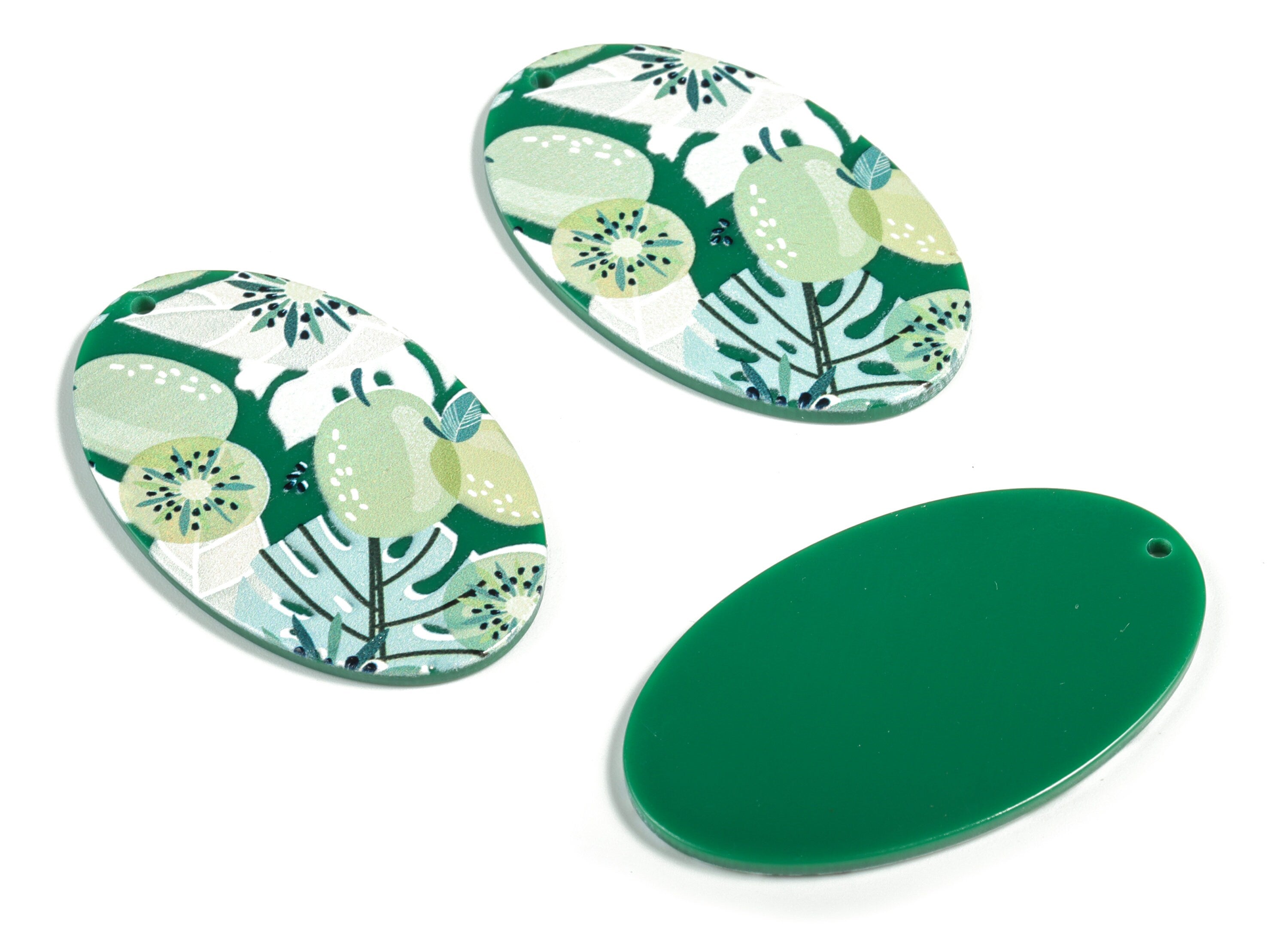 Acrylic Oval Flower Earring Charms - Acrylic Oval Leaves Earrings - Earring Findings - Jewelry Supplies - 52.31x31.53x2.2mm - AC2215B - DOMEDBAZAAR