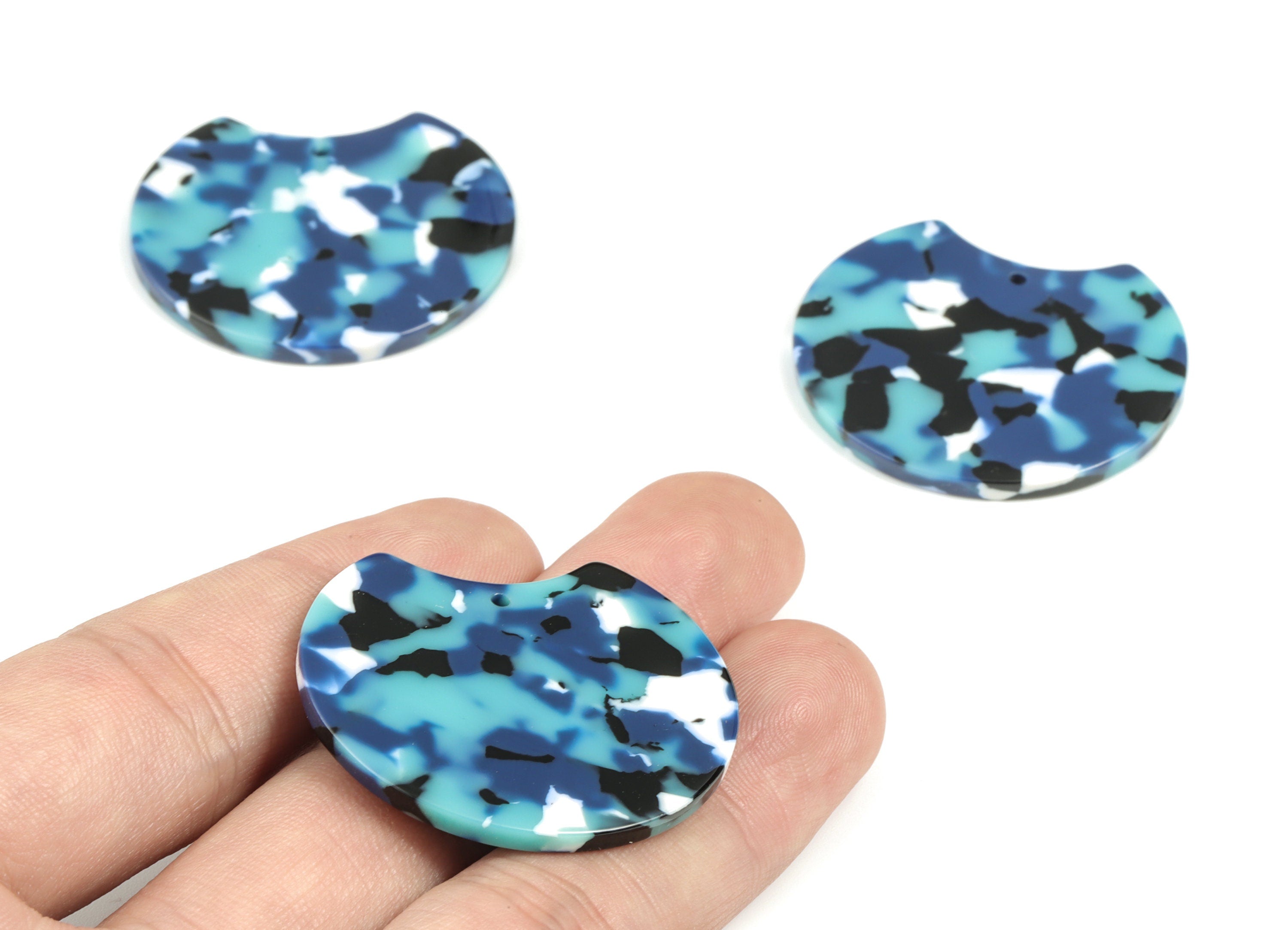 Acetate Round Charms - Round Earrings and Pendant - Earring Findings - Jewelry Supplies - Color Code:A16 - 36.74x33.55x2.53mm - AC1646-A16 - DOMEDBAZAAR