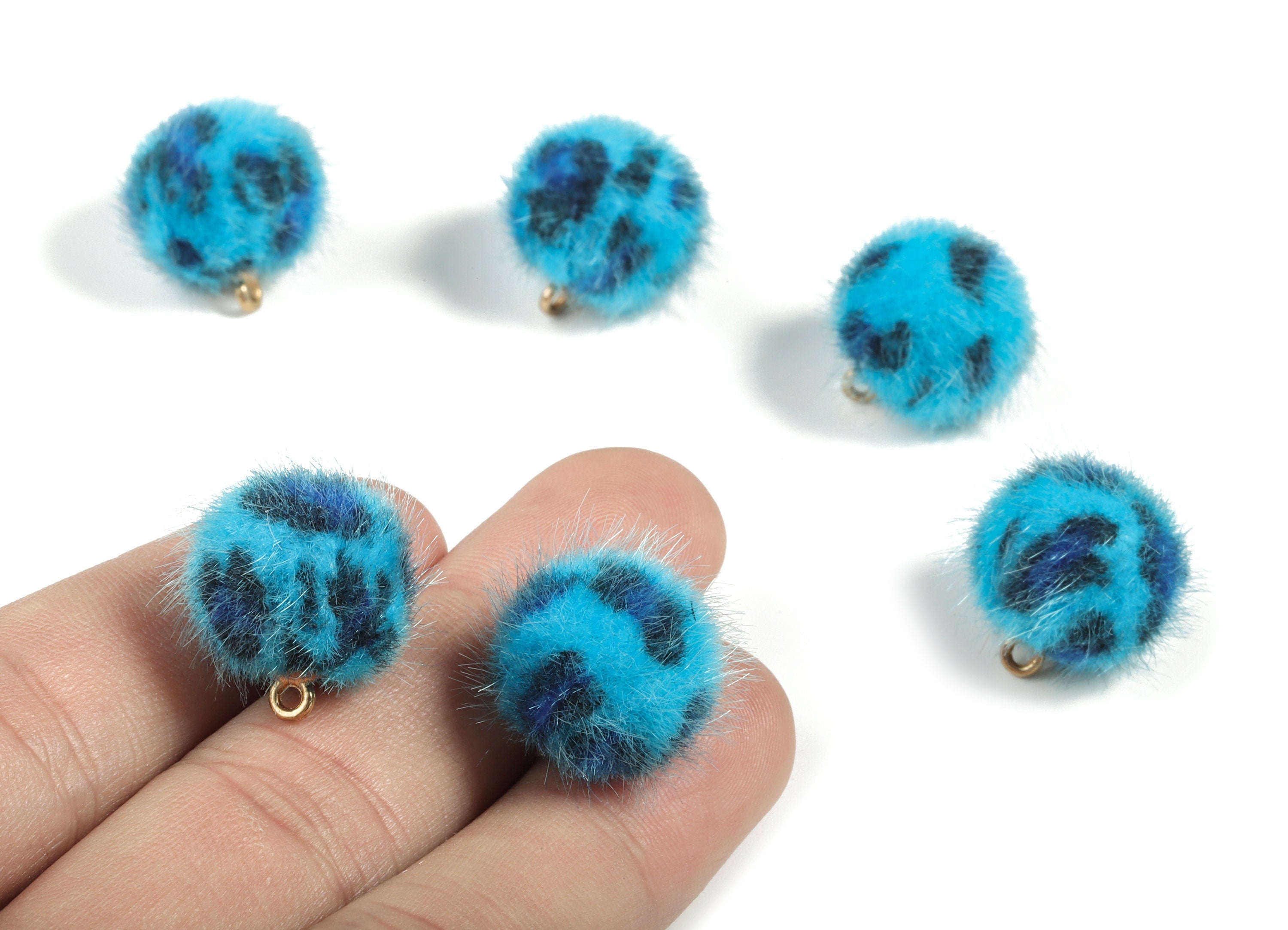 Pom Pom Earring Charms - Fur Ball Pendant - Aluminum Alloy - Earring Findings - Jewelry Accessories - 17.6x15x15mm - TT1008B - DOMEDBAZAAR