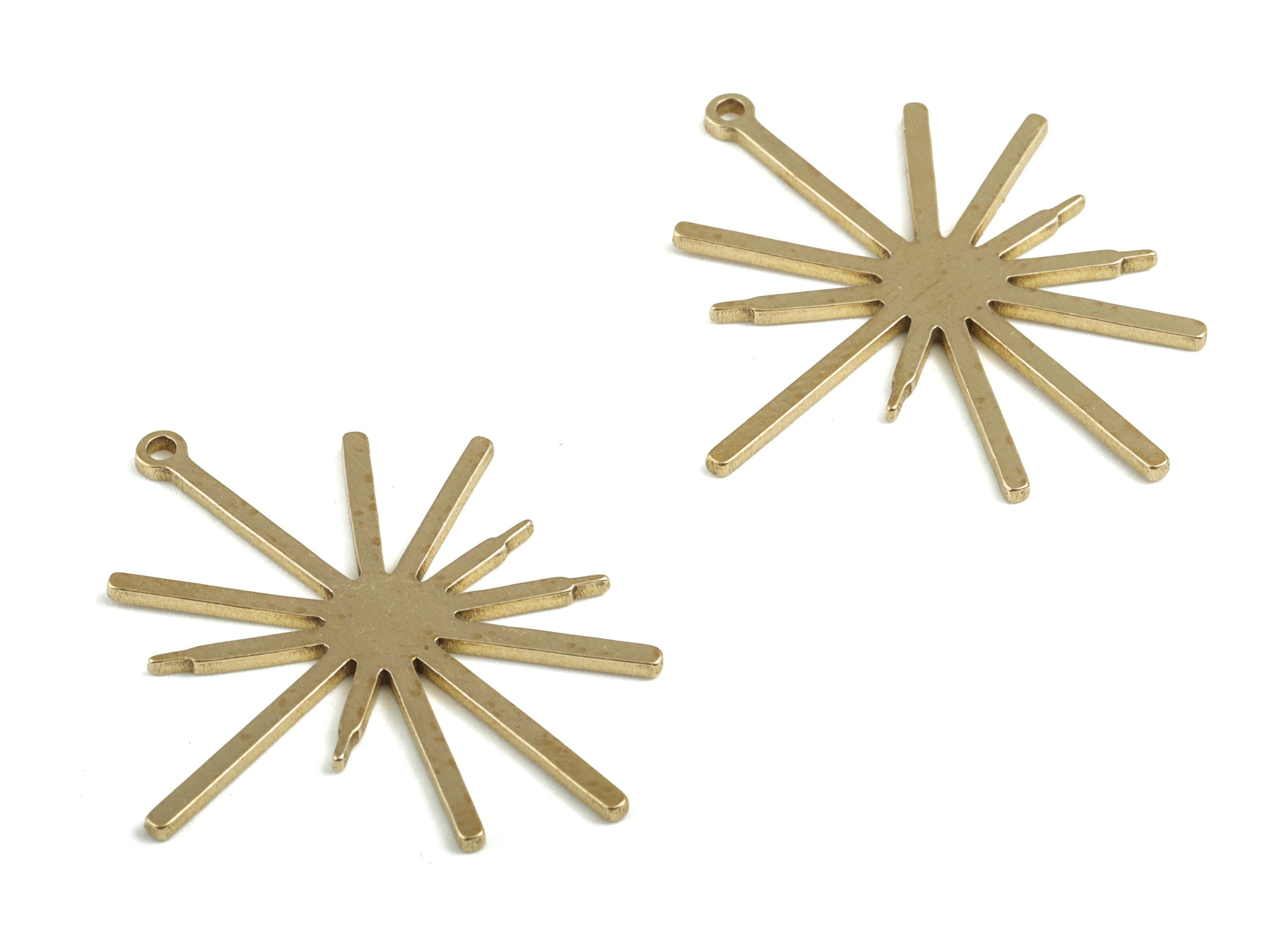 Brass Sun Earring Charms - Raw Brass Sun Pendant - Earring Findings - Jewelry Supplies - 31.57x27.11x0.92mm - PP3717 - DOMEDBAZAAR