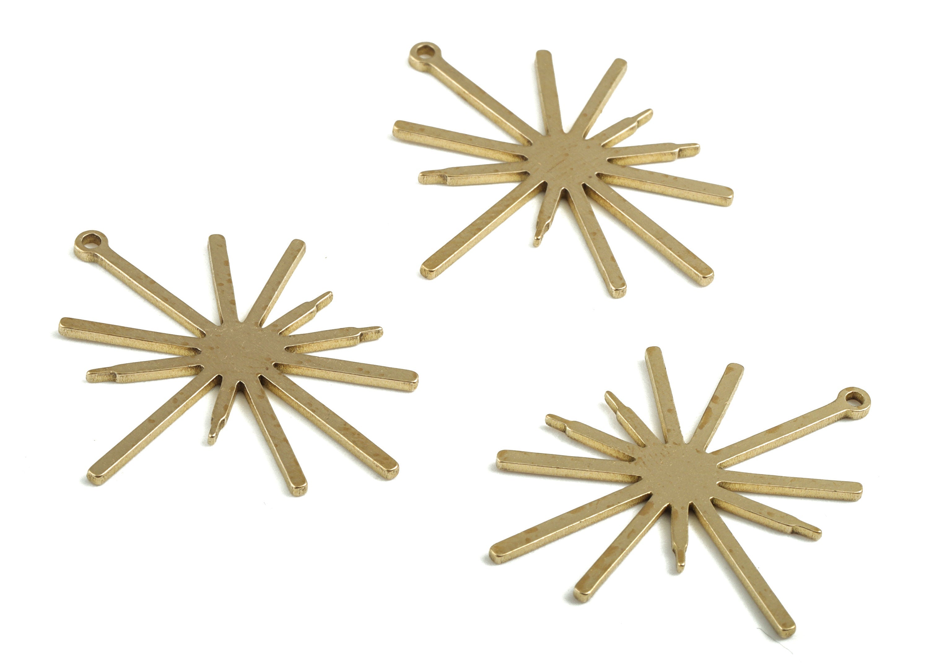 Brass Sun Earring Charms - Raw Brass Sun Pendant - Earring Findings - Jewelry Supplies - 31.57x27.11x0.92mm - PP3717 - DOMEDBAZAAR