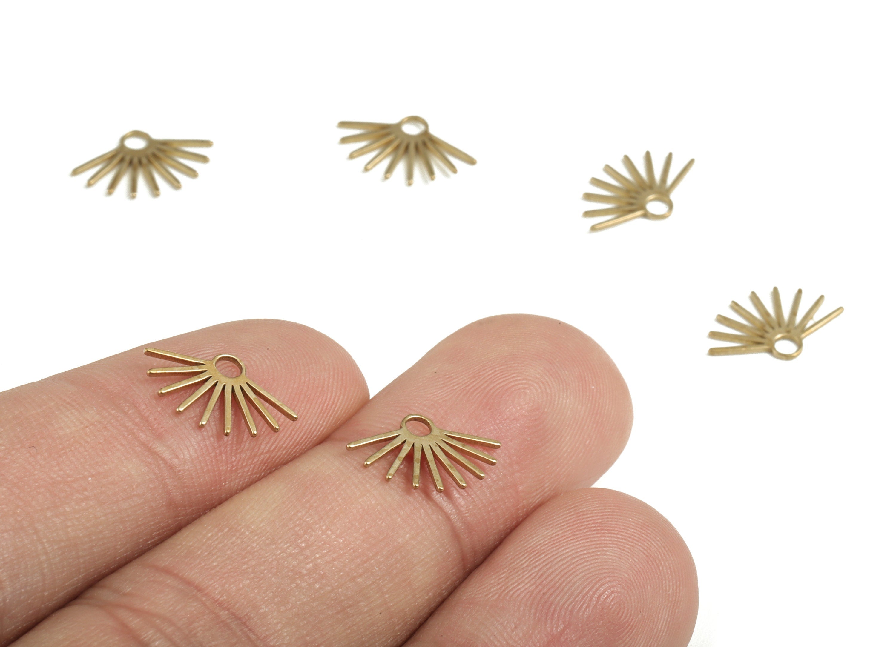 Brass Fringe Earring Charms - Raw Brass Fringe Trim Pendant - Earring Findings - Jewellery Supplies - 12.7x7.9x0.54mm - PP3715 - DOMEDBAZAAR