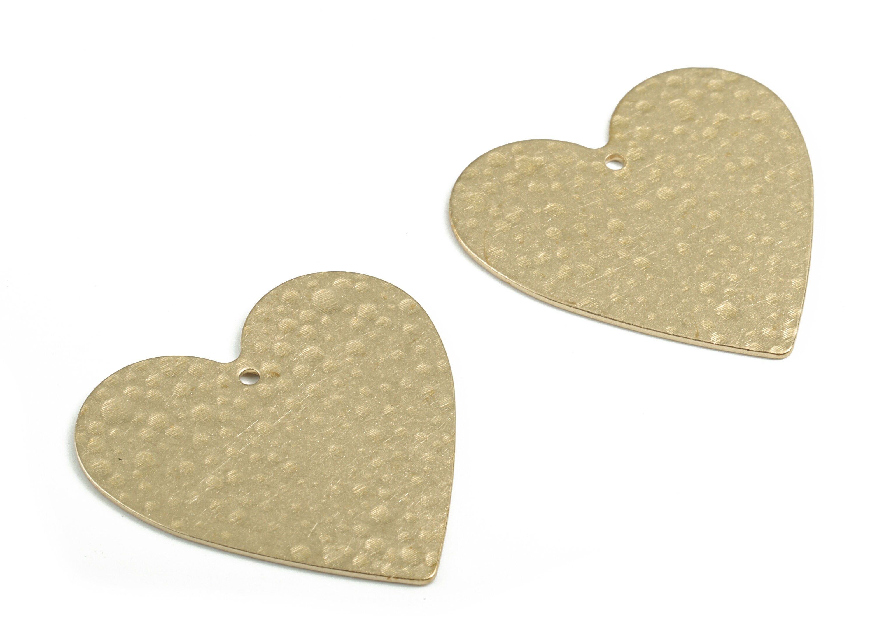Brass Hammered Heart Earring Charms - Raw Brass Heart Pendant - Earring Findings - DIY Heart Jewelry Supplies - 31.7x31.14x0.84mm - PP3672 - DOMEDBAZAAR