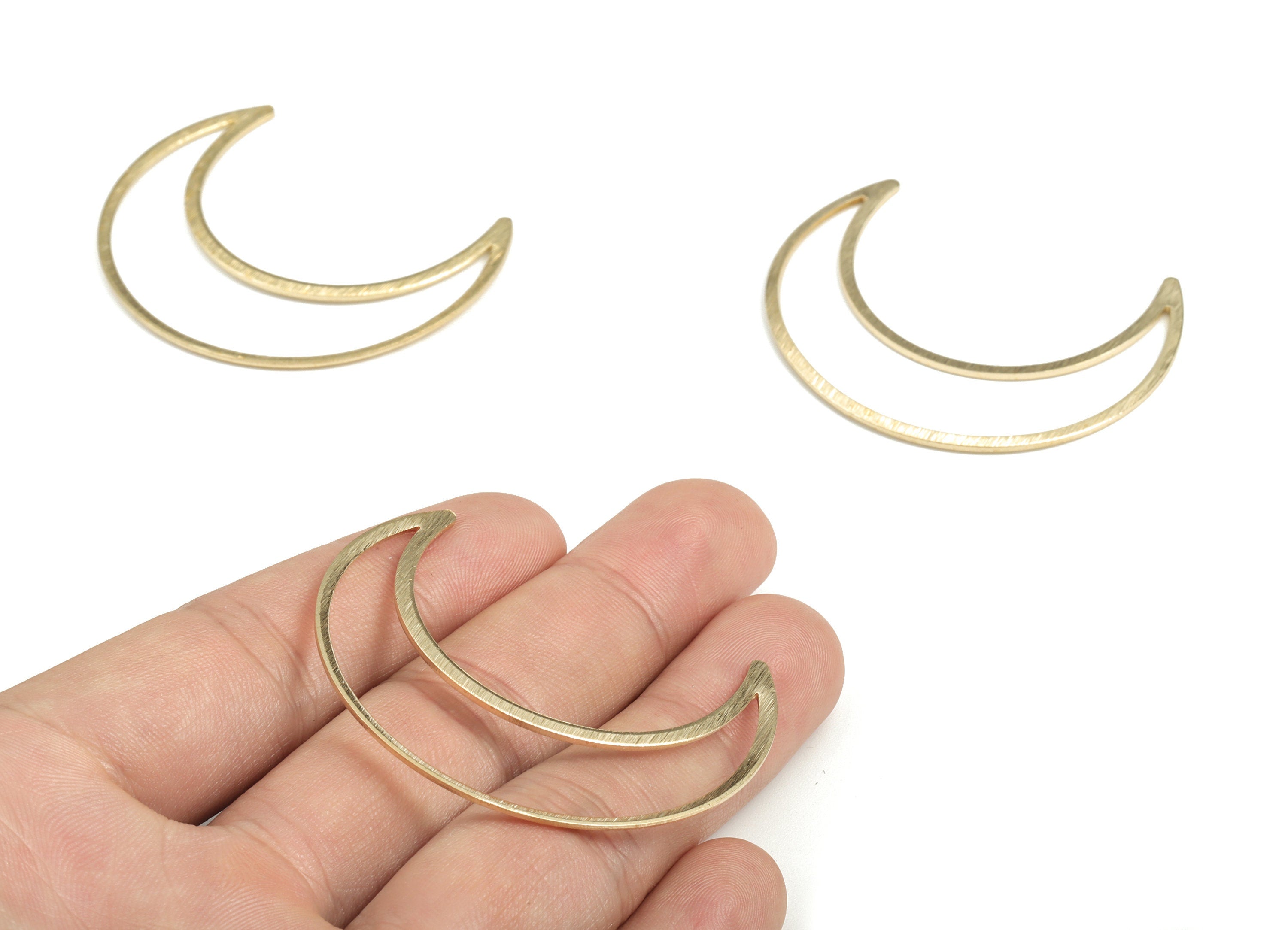 Brass Textured Crescent Earring Charms - Raw Brass Moon Pendant - Earring Findings - Jewelry Supplies - 49.9x40.69x1.2mm - PP3786 - DOMEDBAZAAR