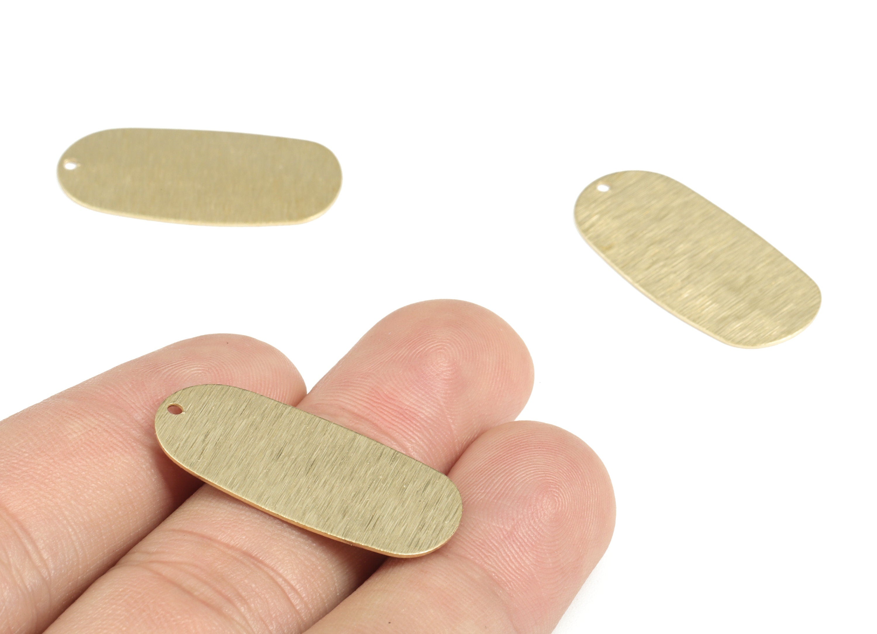 Brass Textured Oval Earring Charms - Raw Brass Oval Pendant - Earring Findings - Jewelry Making Supplies - 29.79x14.2mx0.48mm - PP3801 - DOMEDBAZAAR