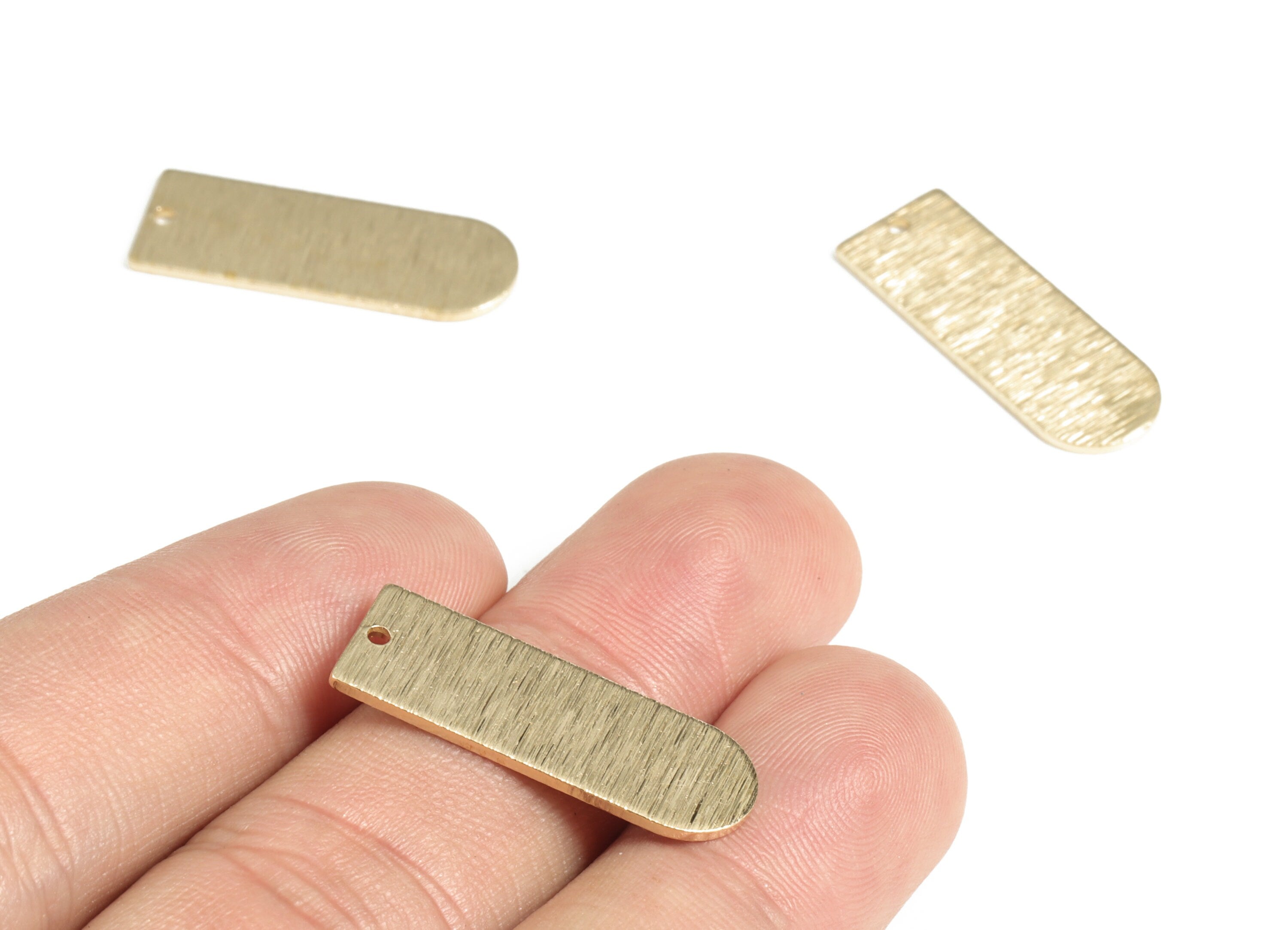 Brass Textured D Earring Charms - Raw Brass D Pendant - Earring Findings - Jewelry Making Supplies - 26.42x9.56x0.99mm - PP3804 - DOMEDBAZAAR