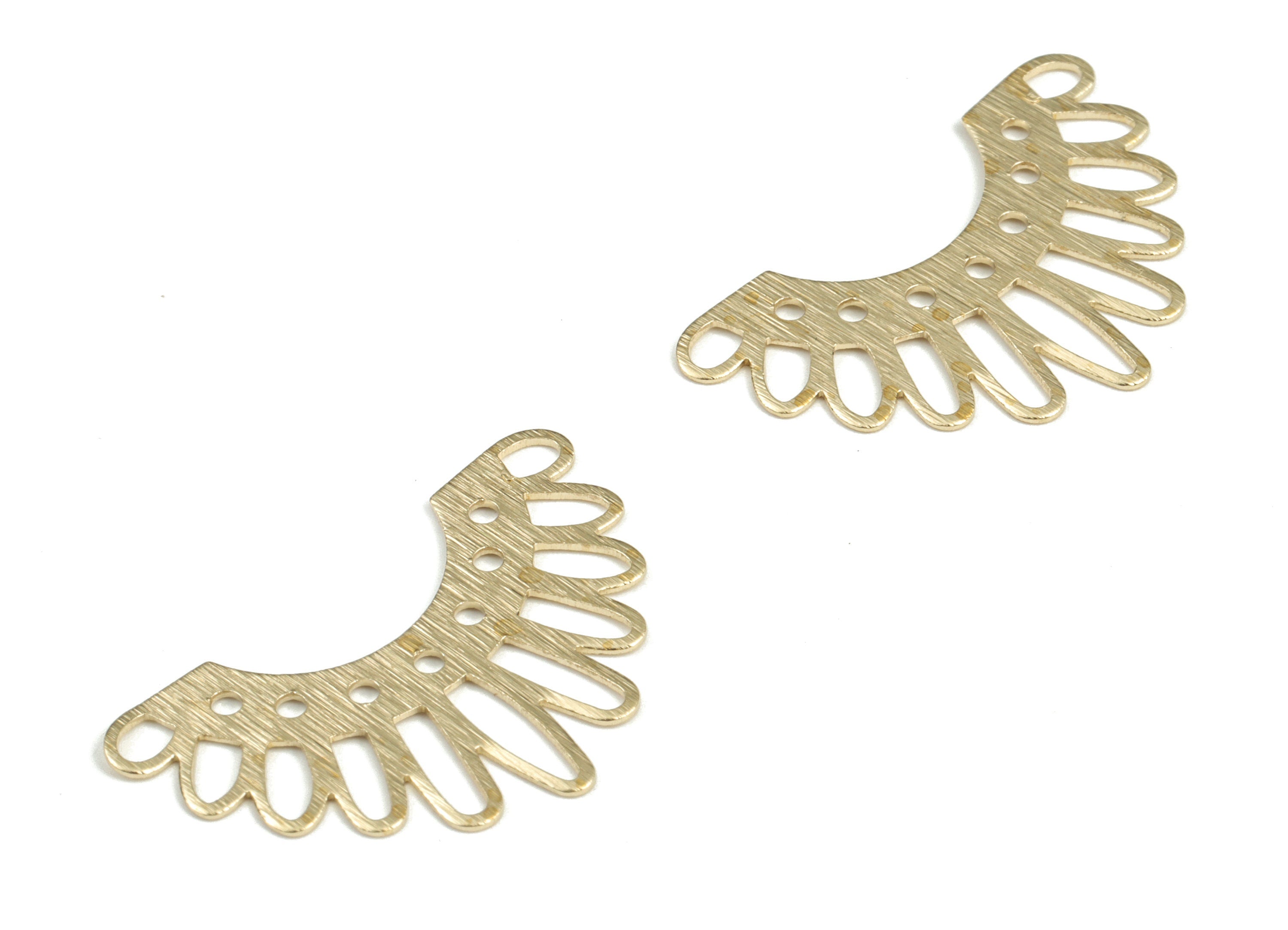 Brass Textured Crown Earring Connector - Raw Brass U Earring Charms - Earring Finding - Jewelry Making Supplies - 29.96x18.77x0.6mm - PP3834 - DOMEDBAZAAR