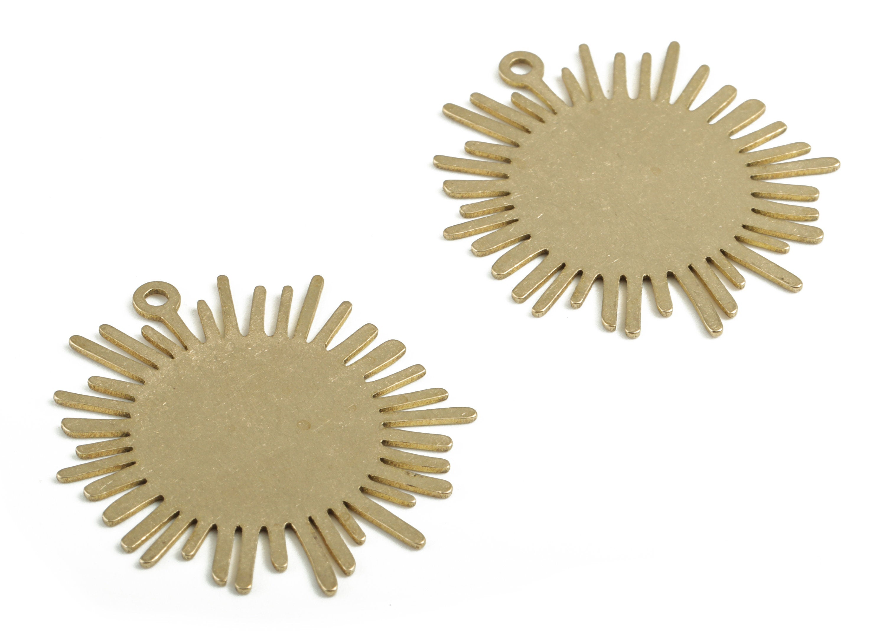 Brass Sun Earring Charms - Raw Brass Sun Pendant - Earring Findings - Sun Jewelry – DIY Jewelry Supplies - 26.43x25.25x0.61mm - PP3759 - DOMEDBAZAAR