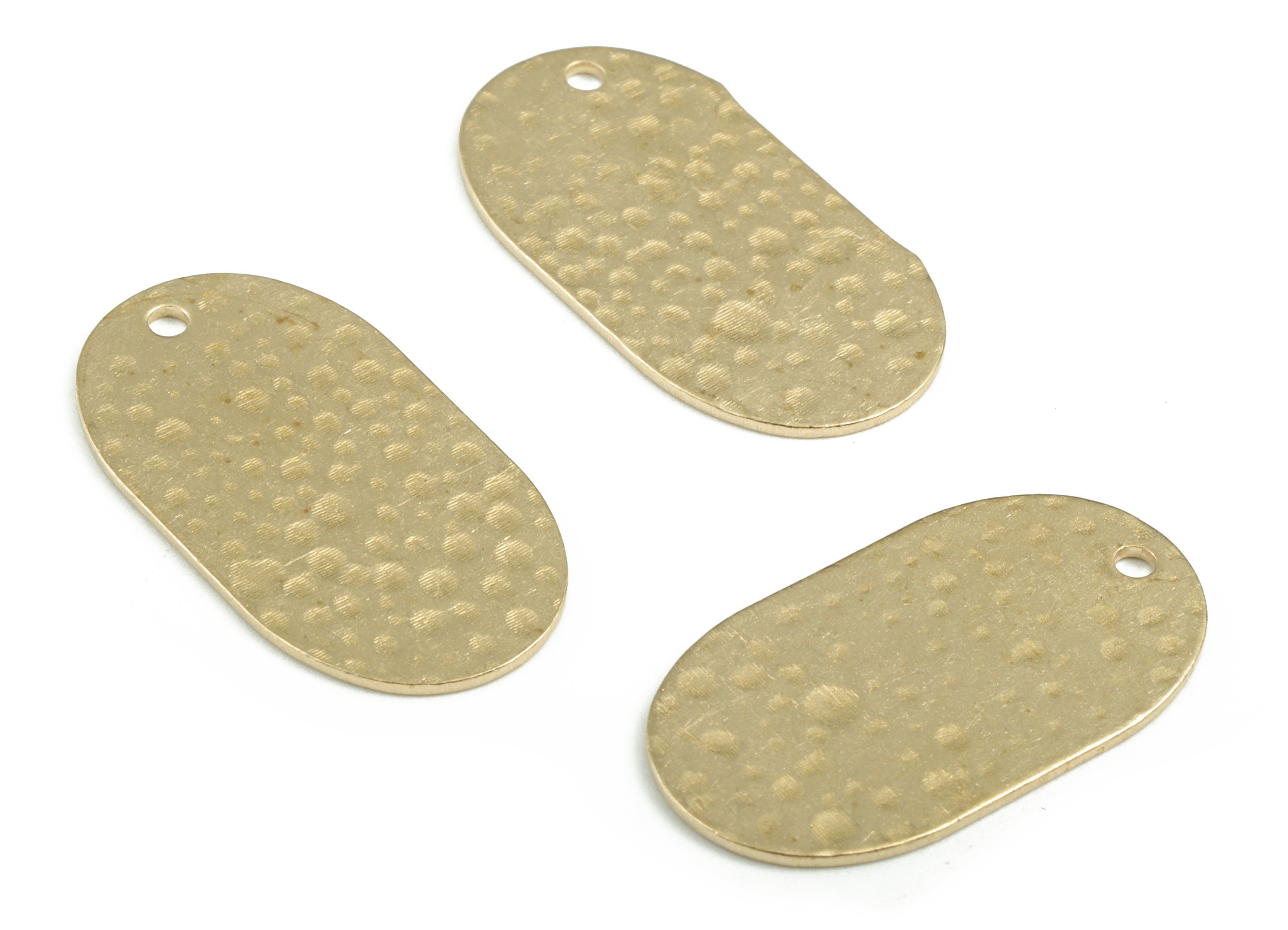 Brass Hammered Oval Earring Charms - Raw Brass Oval Pendant - Earring Findings - DIY Jewelry Supplies - 26.96x14.61x0.8mm - PP3680 - DOMEDBAZAAR