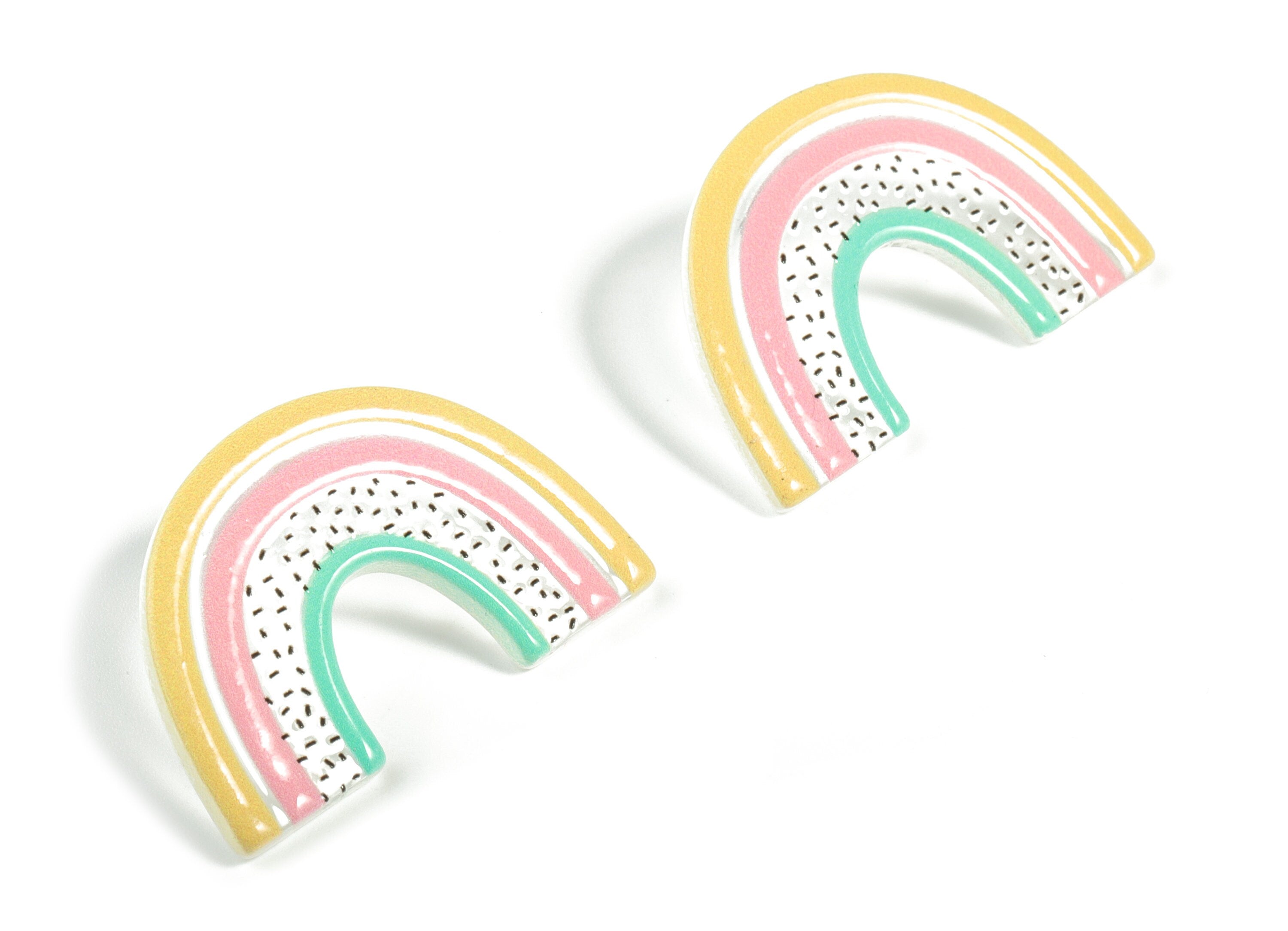 Acrylic Rainbow Earring Post - Trendy Acrylic Candy Earring Stud - 316 Stainless Steel - Jewelry Supplies - 39.81x26.16x2.95mm - AC2208B - DOMEDBAZAAR
