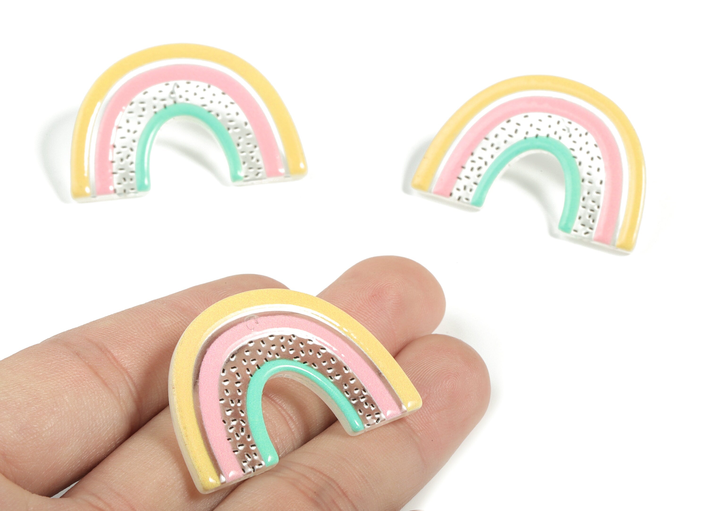 Acrylic Rainbow Earring Post - Trendy Acrylic Candy Earring Stud - 316 Stainless Steel - Jewelry Supplies - 39.81x26.16x2.95mm - AC2208B - DOMEDBAZAAR