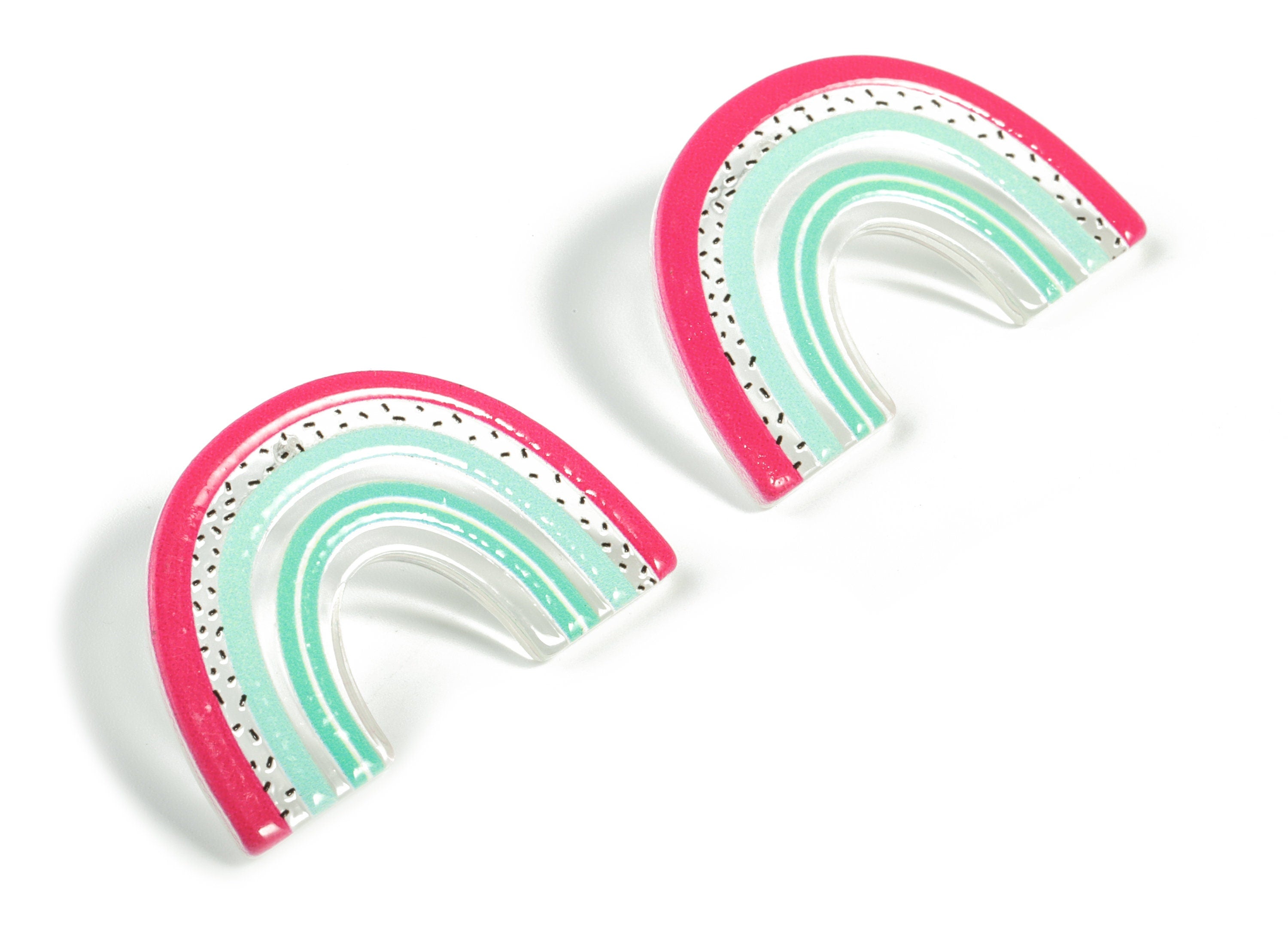 Acrylic Rainbow Earring Post - Acrylic Candy Earring Stud - 316 Stainless Steel - Jewelry Supplies - 40x26.24x2.98mm - AC2208D - DOMEDBAZAAR
