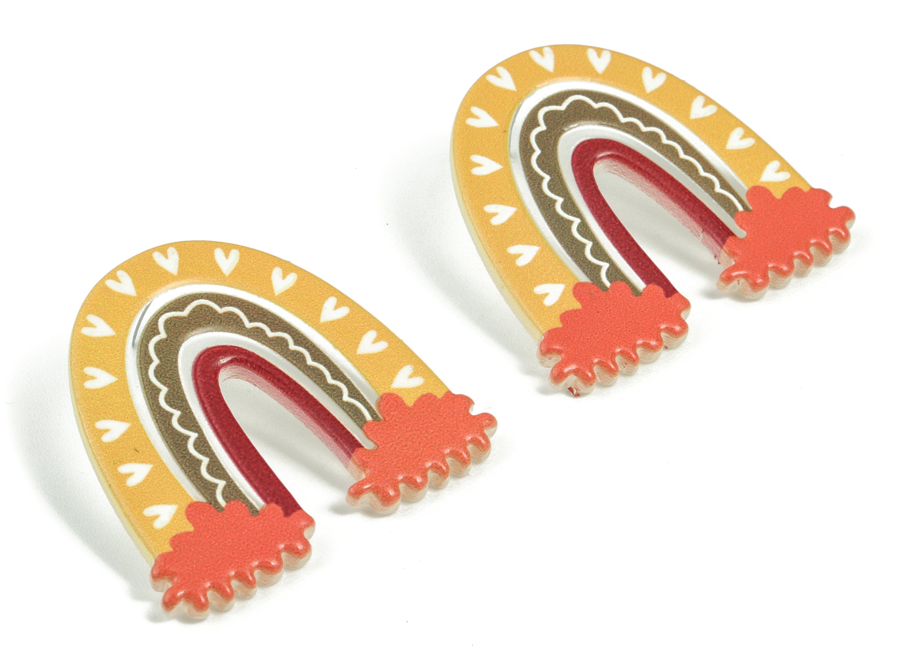 Acrylic Rainbow Earring Post - Acrylic Rainbow Colud Earring Stud - 316 Stainless Steel - Jewelry Supplies - 35.95x38.98x2.98mm - AC2200 - DOMEDBAZAAR