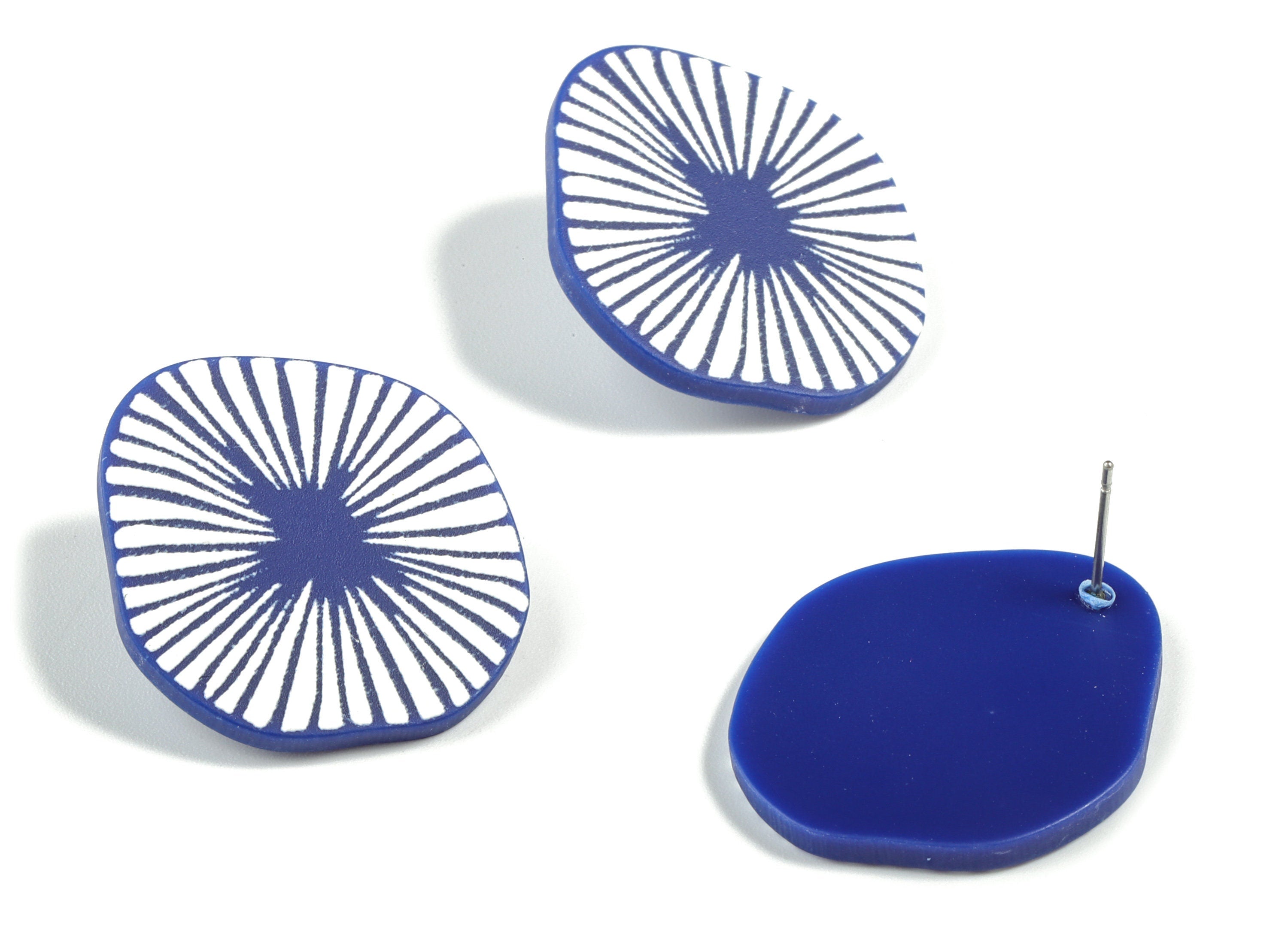 Acrylic Geometric Earring Post - Printing Geometric Acrylic Stud - 316 Stainless Steel - Jewelry Supplies - 31.18x27.06x2.41mm - AC2170 - DOMEDBAZAAR