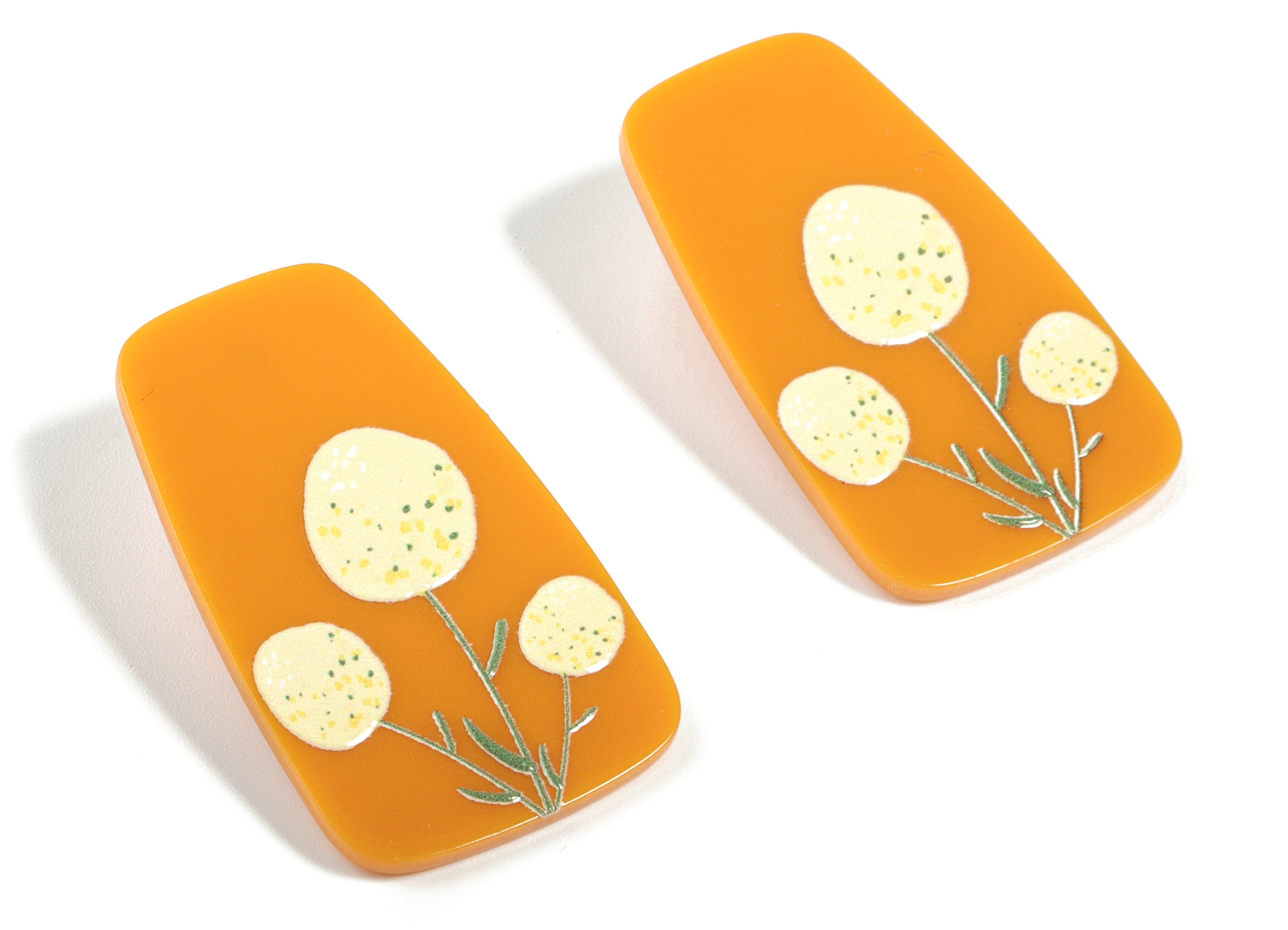 Acrylic Yellow Flower Earring Post - Acrylic Geometry Earring Stud - 316 Stainless Steel - Jewelry Supplies - 45.51x27.21x2.54mm - AC2168 - DOMEDBAZAAR