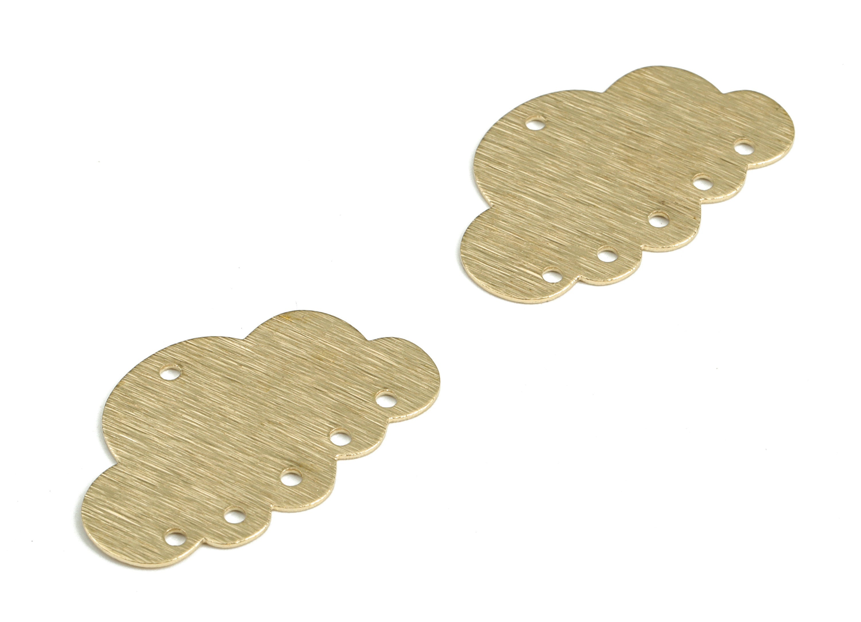 Brass Textured Cloud Earring Connector - Raw Brass Cloud Earring Charms - 6 Holes - Jewelry Making Supplies - 30.13x18.89x0.67mm - PP3782 - DOMEDBAZAAR