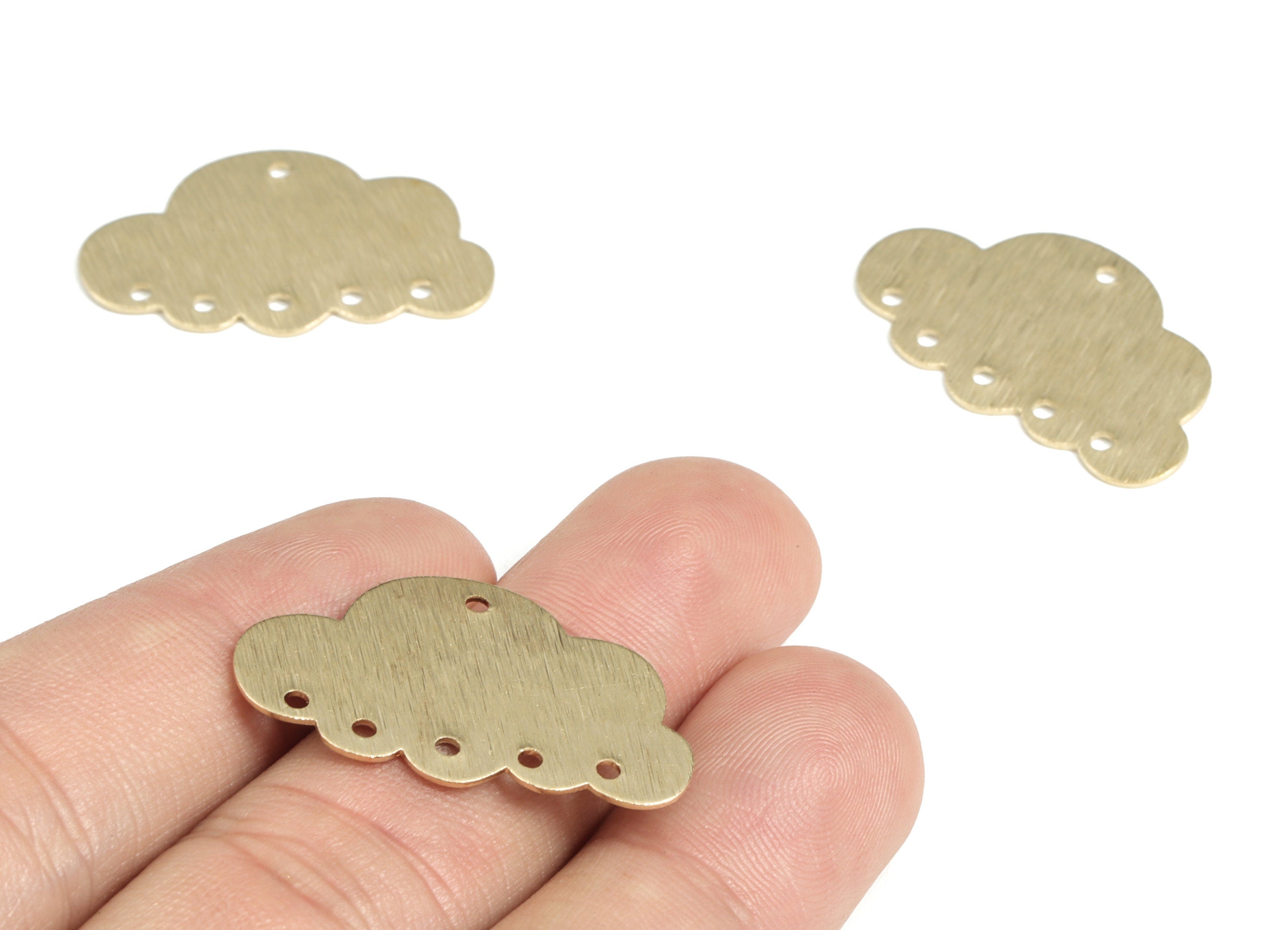 Brass Textured Cloud Earring Connector - Raw Brass Cloud Earring Charms - 6 Holes - Jewelry Making Supplies - 30.13x18.89x0.67mm - PP3782 - DOMEDBAZAAR